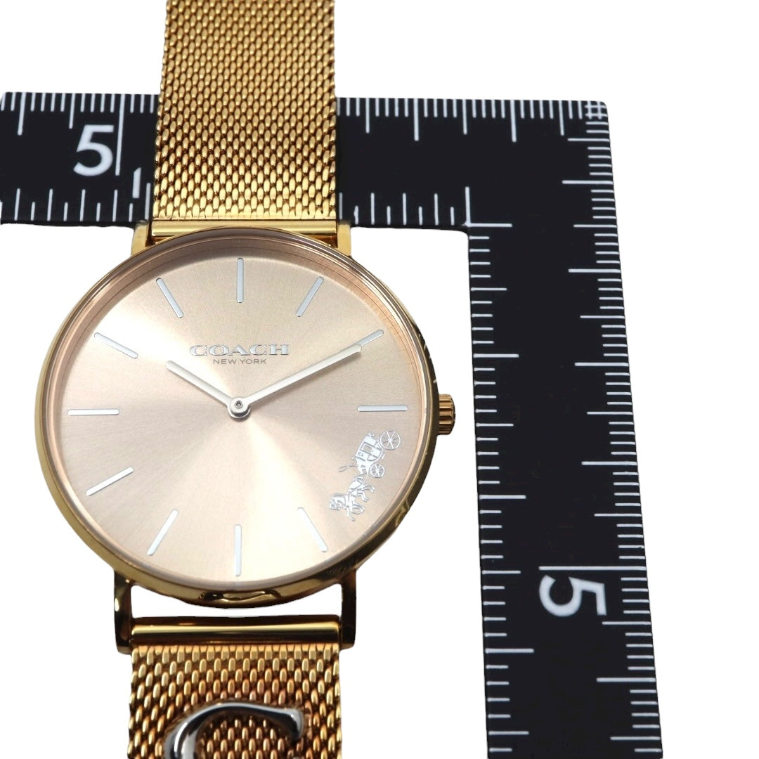 コーチ COACH 腕時計 レディース クォーツ ペリー Perry ゴールド メッシュベルト CA.120.7.34.1710 アナログ ウォッチ ホースアンドキャリッジ 馬車ロゴ エレガント 上品 モダン クラシック 美品 ほぼ新品 希少 G10