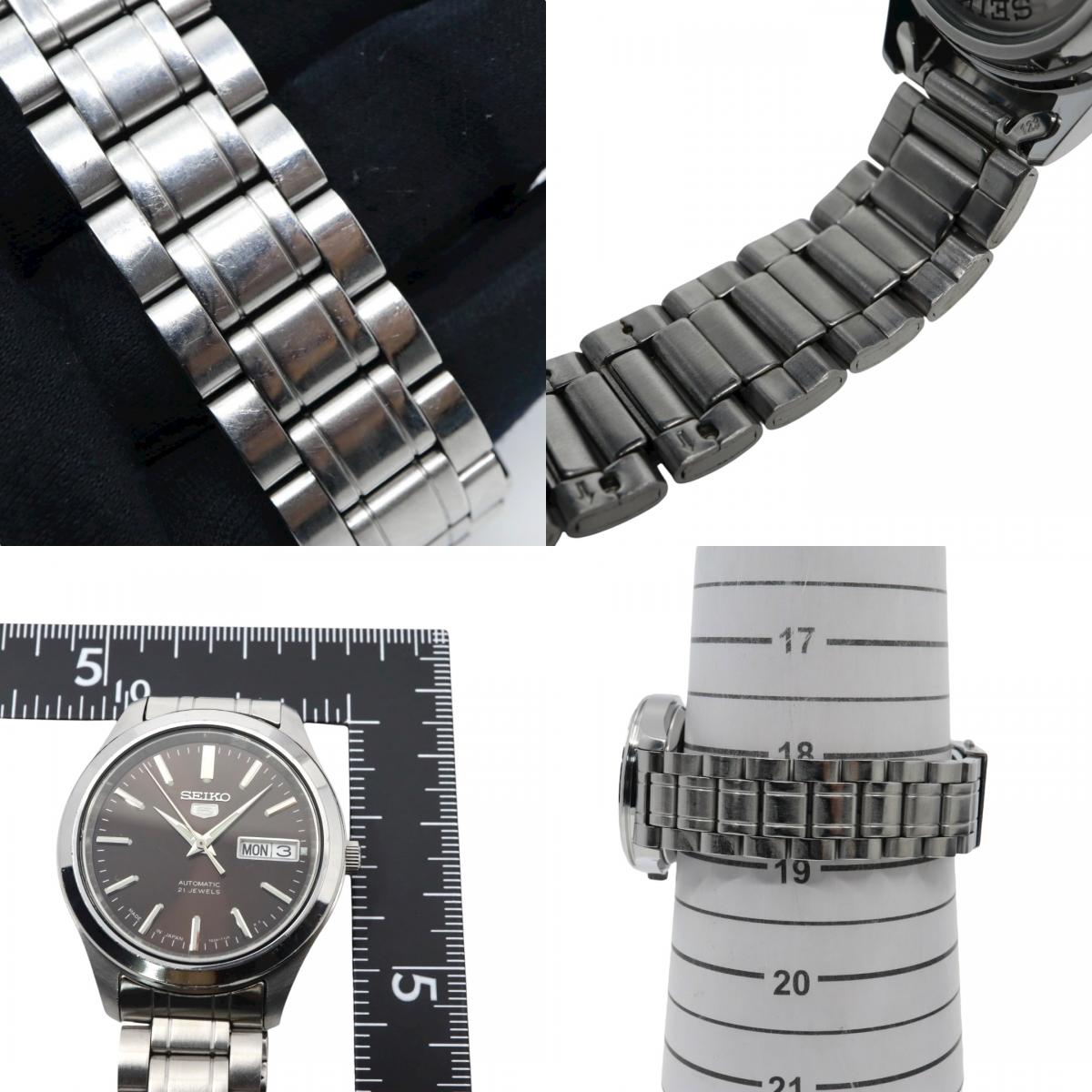 SEIKO セイコー 5 自動巻き メンズ腕時計 ブラウン文字盤 デイデイト ステンレス 裏スケルトン 7S26 Made in Japan G11