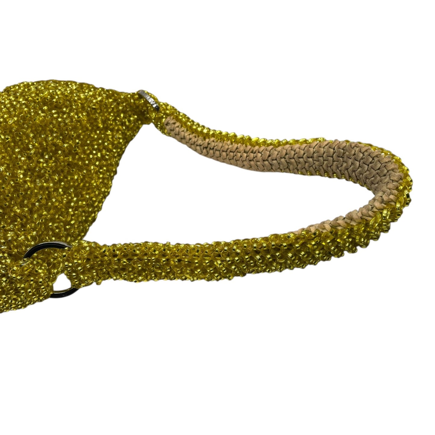 【美品】ANTEPRIMA アンテプリマ ワイヤーバッグ ワイヤーショルダー バッグ イエロー ワンショルダー きらめき 手編み 立体デザイン K10