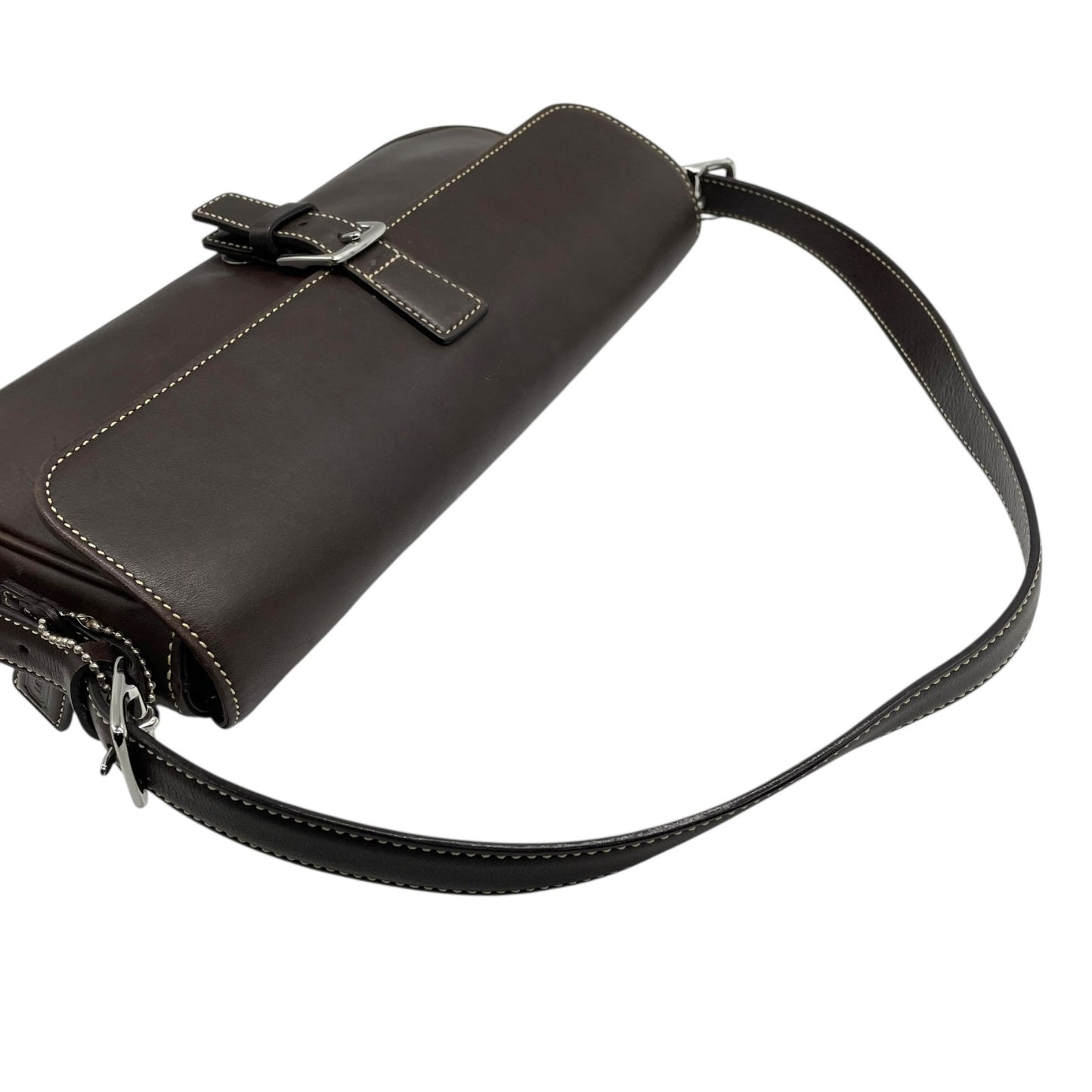 【美品】COACH コーチ 7784 ショルダーバッグ レザー ブラウン 茶色 バックルフラップ ステッチ ワンショルダー バッグ Y2K 00s vintage s91