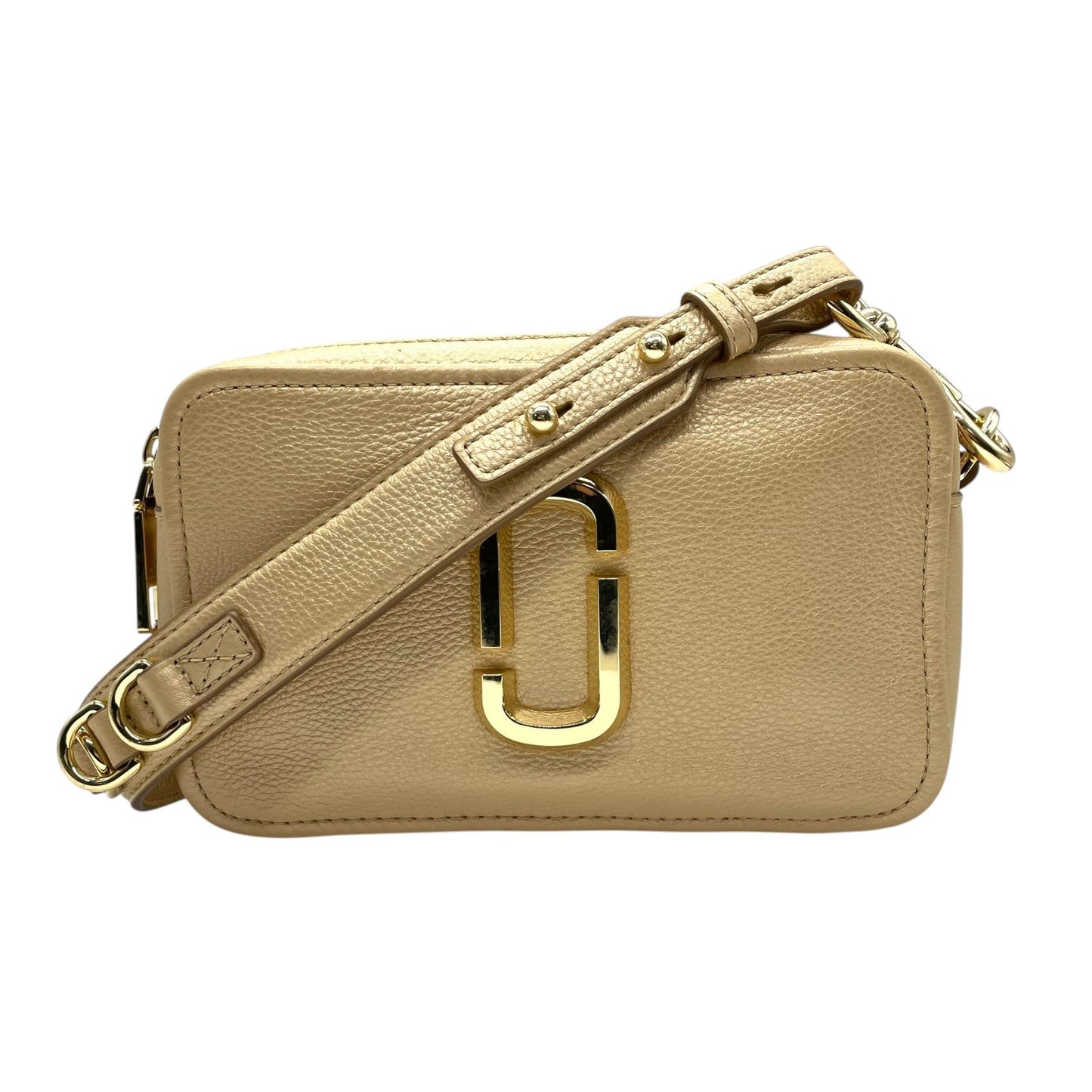 【未使用級】 極 美品 MARC JACOBS マークジェイコブス スナップショット カメラバッグ ベージュ レザー クロスボディ ショルダーバッグ ダブルJロゴ ゴールド金具 レディース K8