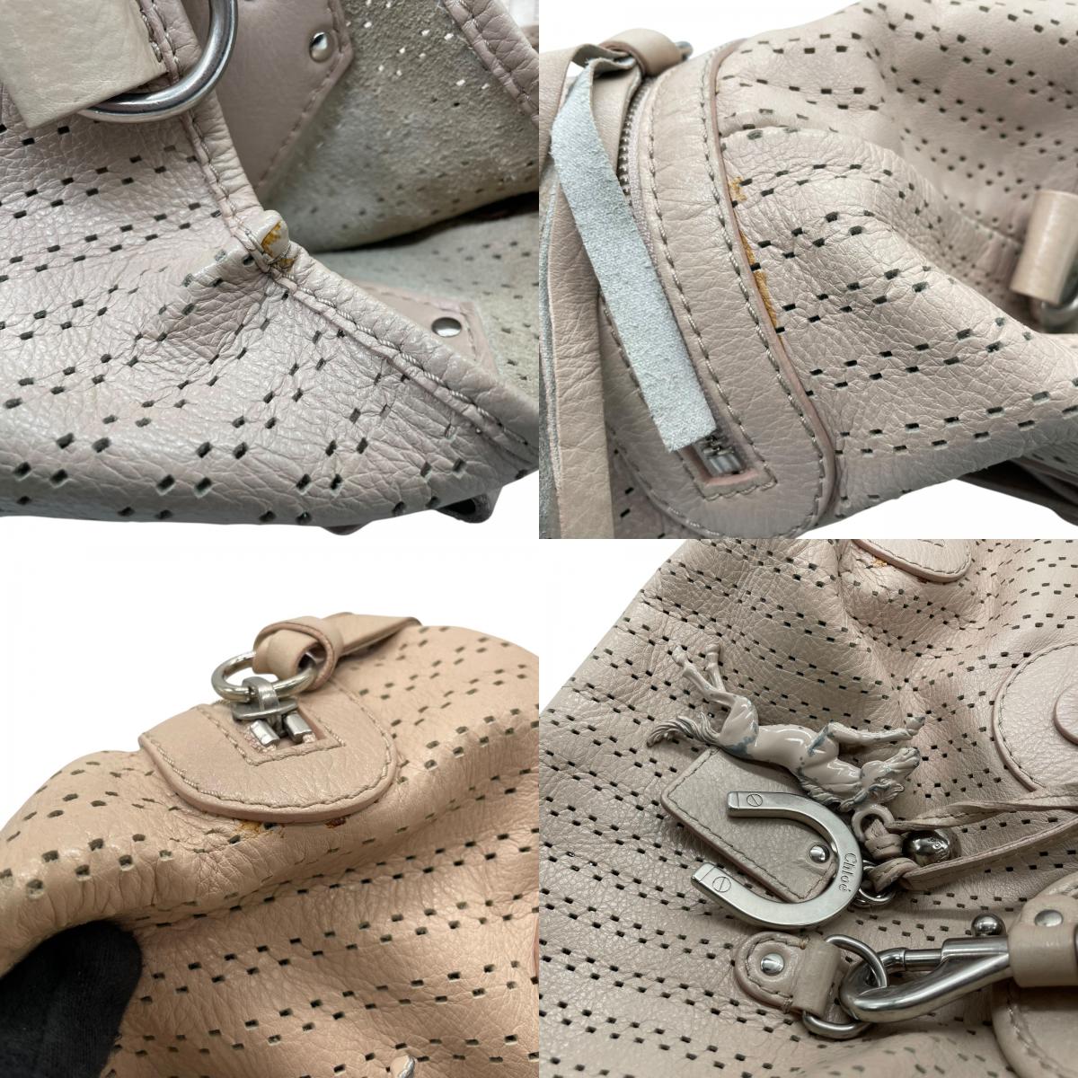 Chloé クロエ ケララ トートバッグ レザー Y2K vintage archive 00s パンチング ヌードカラー シルバーハードウェア 大容量 キャリーオール レディース U10
