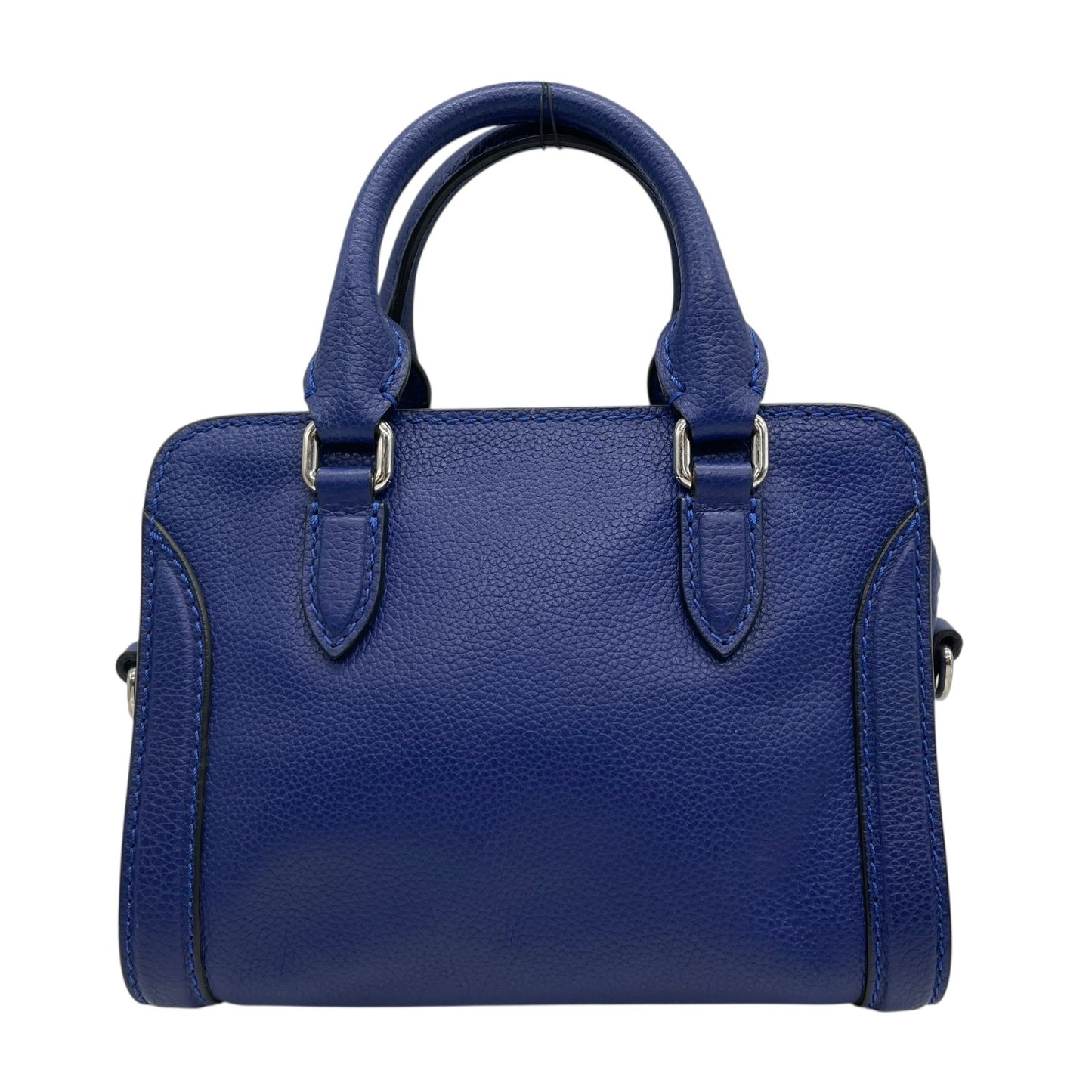 Authentic ALEXANDER McQUEEN 2WAY Handbag Shoulder Bag Skull Padlock Blue Leather Women's Crossbody