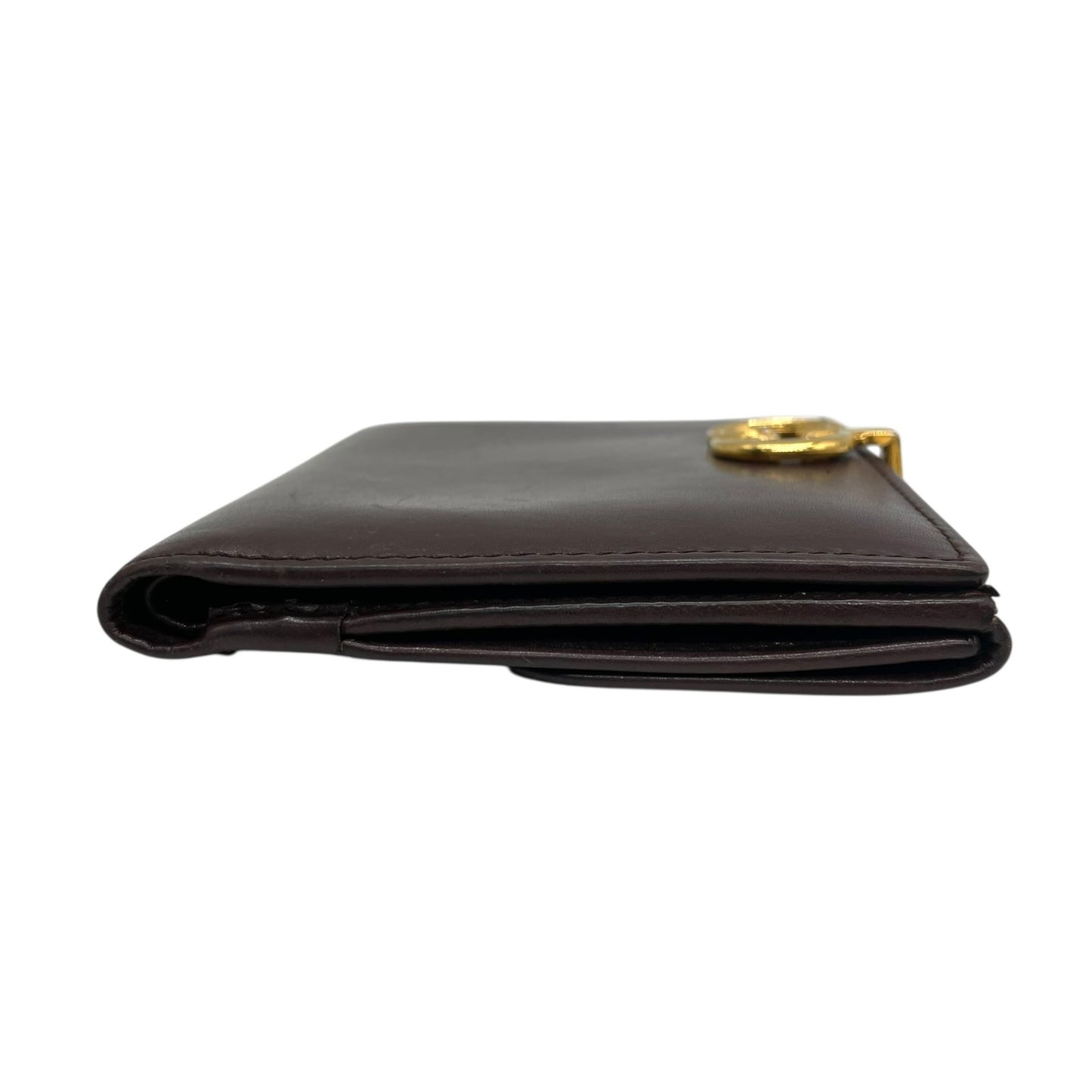 美品 GUCCI グッチ レザー 二つ折り財布 ボルドー ブラウン ゴールド金具 インターロッキング 035-904 ヴィンテージ レディース オールドグッチ M4