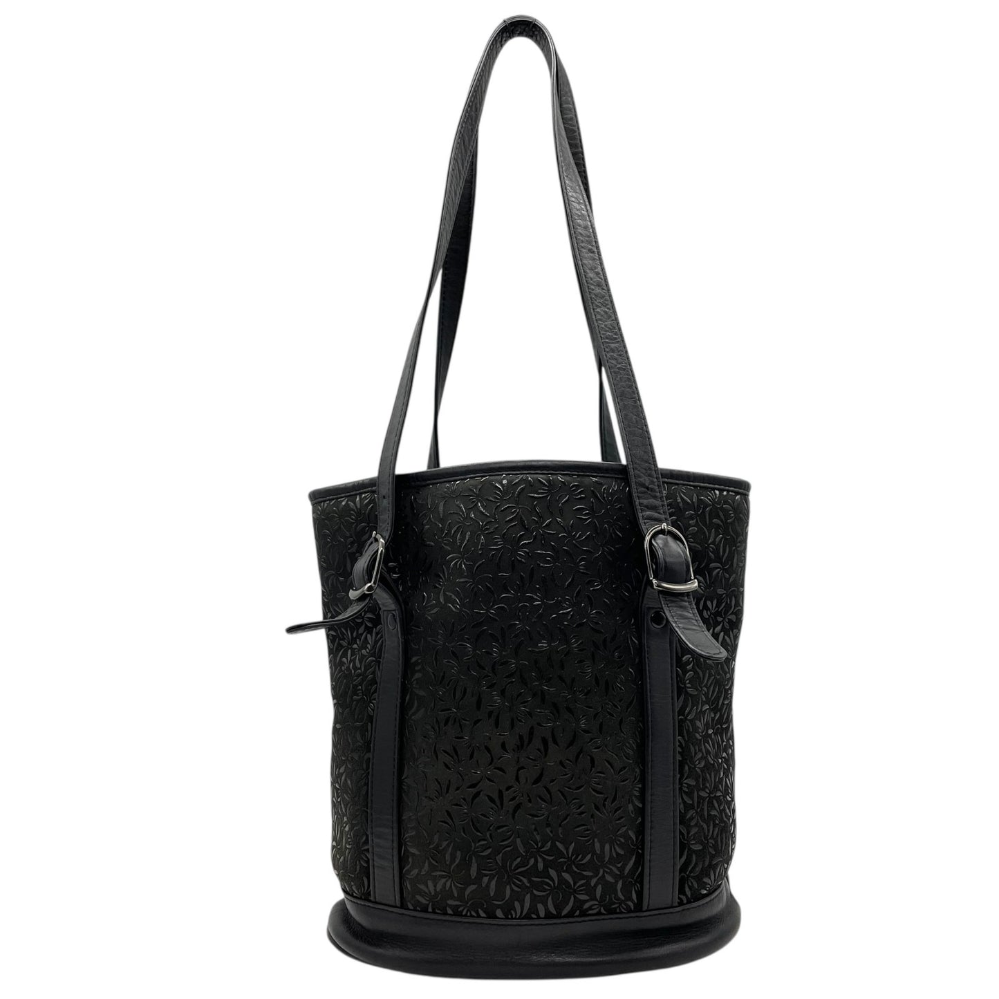 印傳屋 インデンヤ Inden トートバッグ 黒 ブラック レザー 鹿革 漆 ブラック金具 肩掛け可 レディース E11