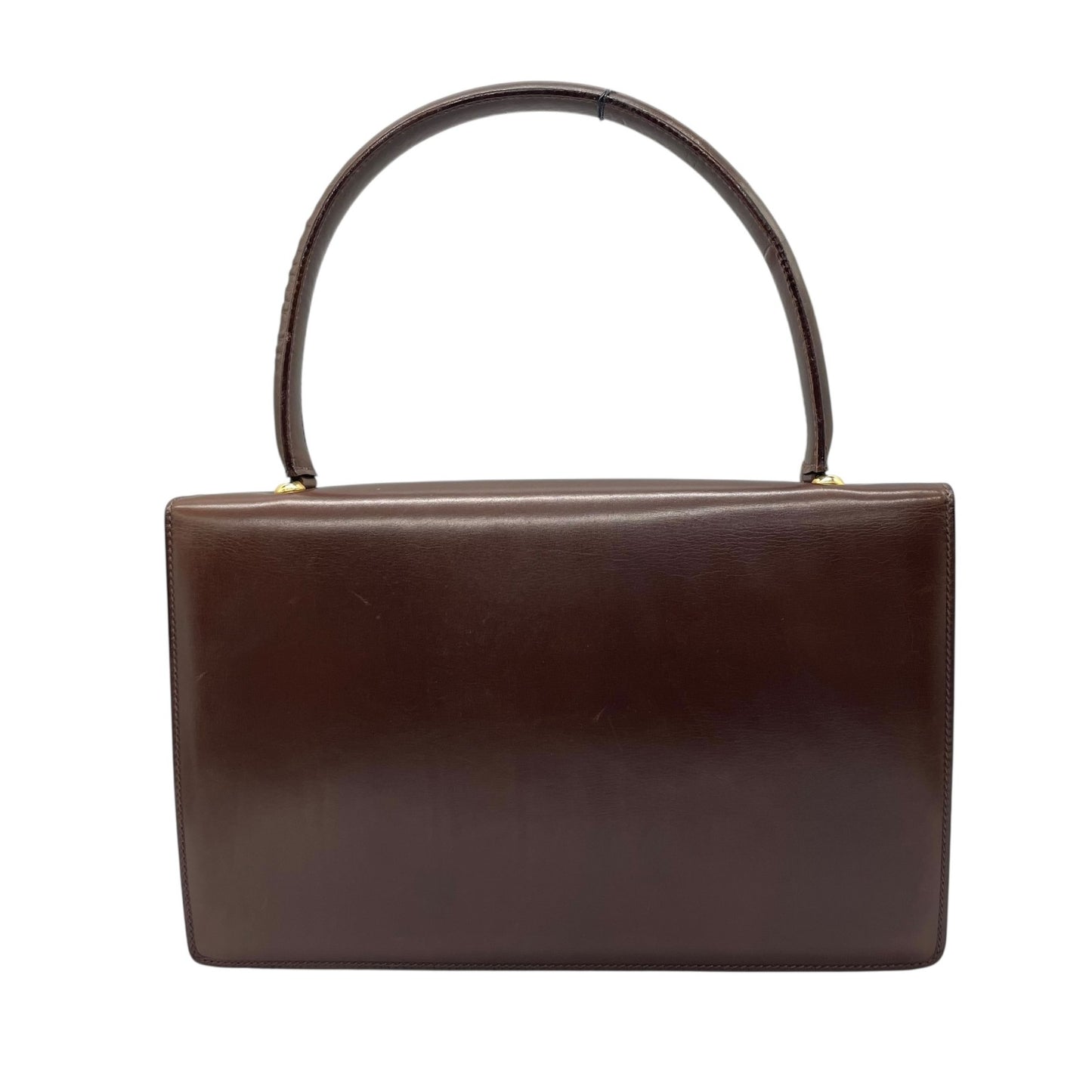 美品 CELINE セリーヌ ハンドバッグ ヴィンテージ 茶 ブラウン レザー ゴールド金具 トップハンドル 手提げ フラップ開閉 ロゴ トリオンフ レディース C