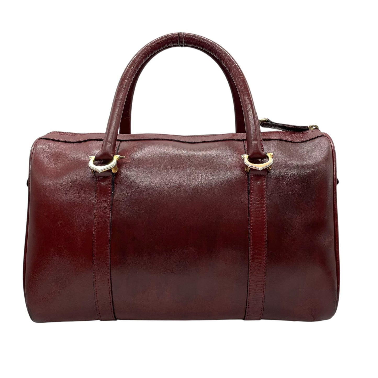 Cartier カルティエ マストライン ボストンバッグ レザー 赤 ボルドー ワインレッド ゴールド金具 パドロック クロシェット 2Cモチーフ メンズ レディース ヴィンテージ U1