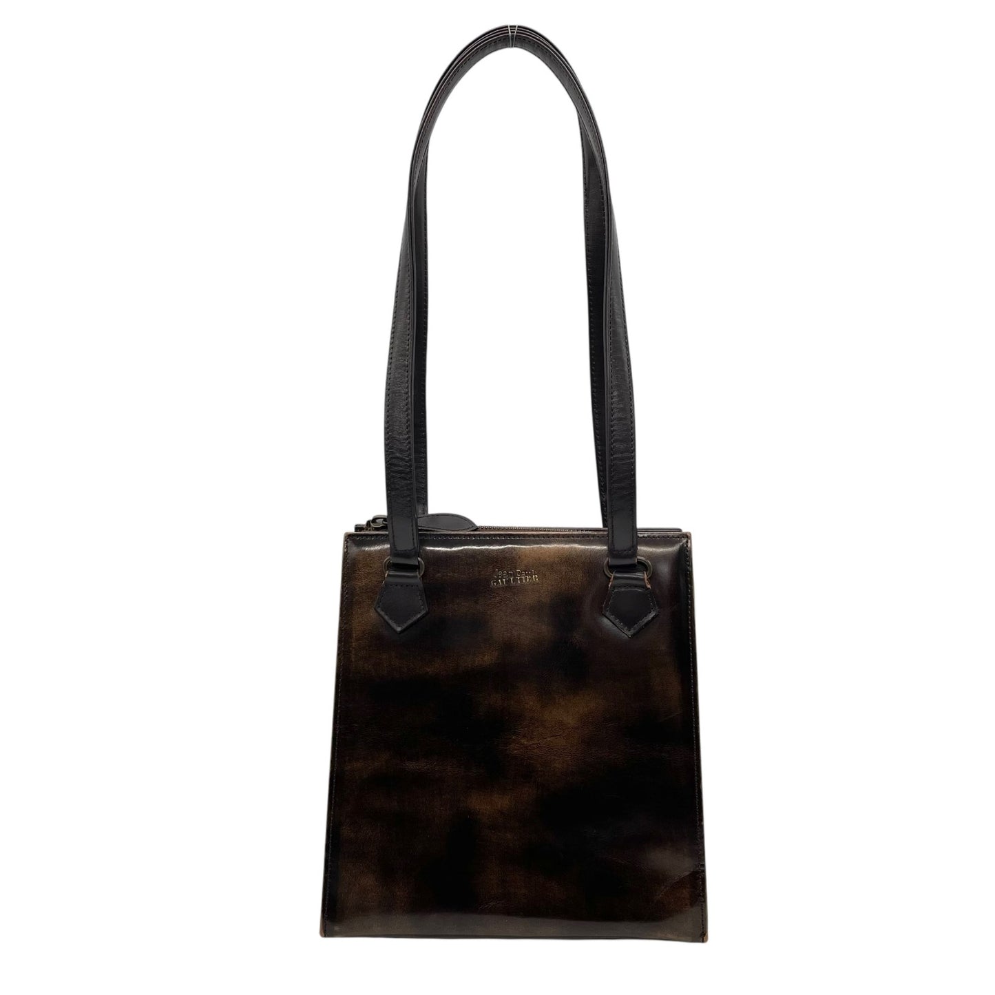 入手困難 Jean Paul GAULTIER ジャンポールゴルチエ ハンドバッグ レザー 本革 ブラウン 茶 ゴールド金具 ワンショルダー 肩掛け可 スクエア型 メンズ レディース K5