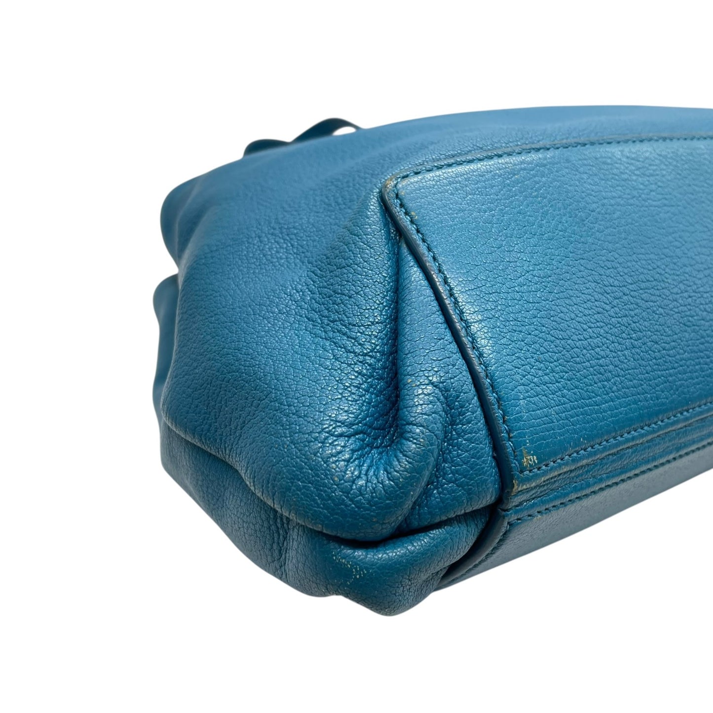 miumiu ミュウミュウ トートバッグ 青 ブルー 本革 レザー シボ革 大容量 肩掛け可能 A4収納 ゴールド金具 ポーチ付き レディース C4