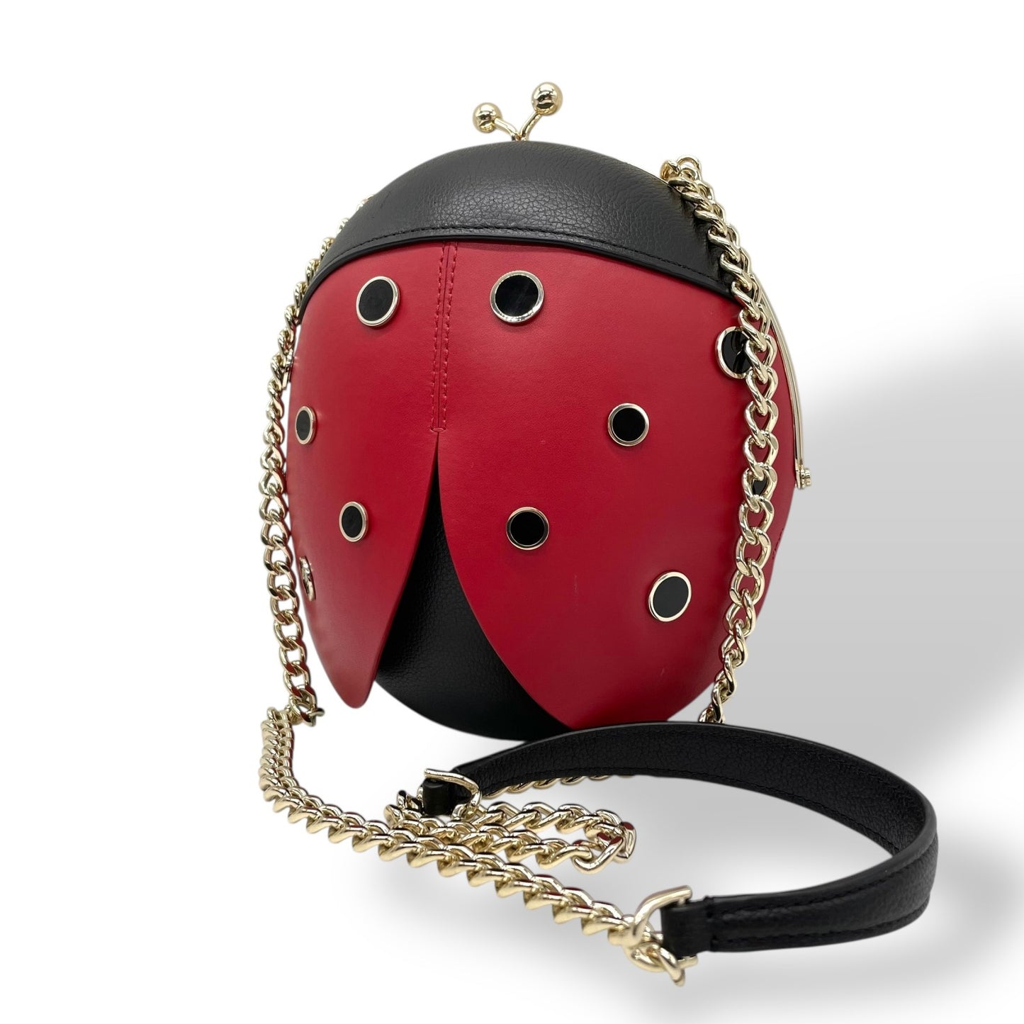 激レア 極美品 Kate Spade ケイトスペード Ladybug 3D てんとう虫 ショルダーバッグ クロスボディ 赤 レッド 黒 ブラック レザー ゴールド金具 チェーンショルダー レディース K8