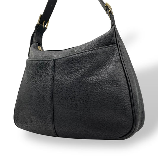 美品 BURBERRY バーバリー ショルダーバッグ ラウンドトート 黒 ブラック レザー ゴールド金具 ノバチェック 斜め掛け可 レディース S97