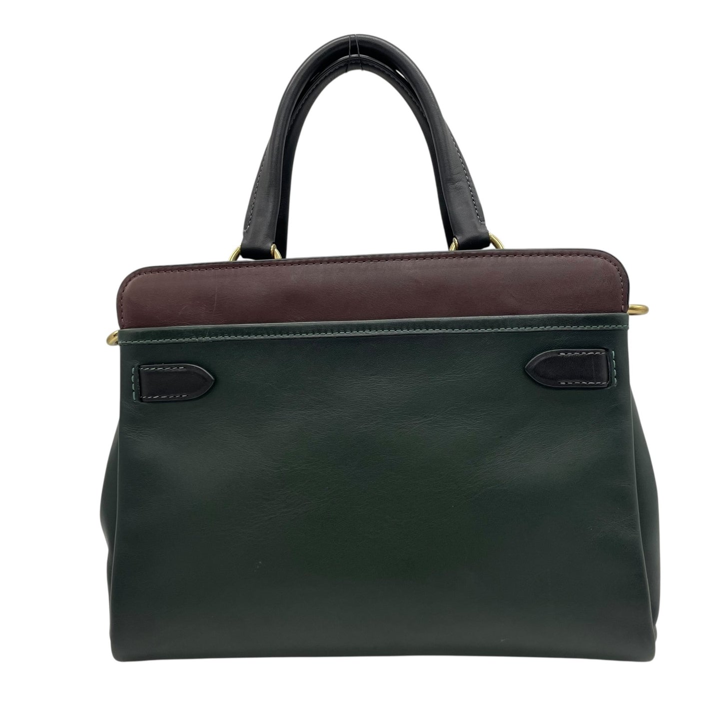 Authentic COACH Tate Carryall 2WAY Handbag Shoulder Bag Dark Green Black Leather Horse Logo