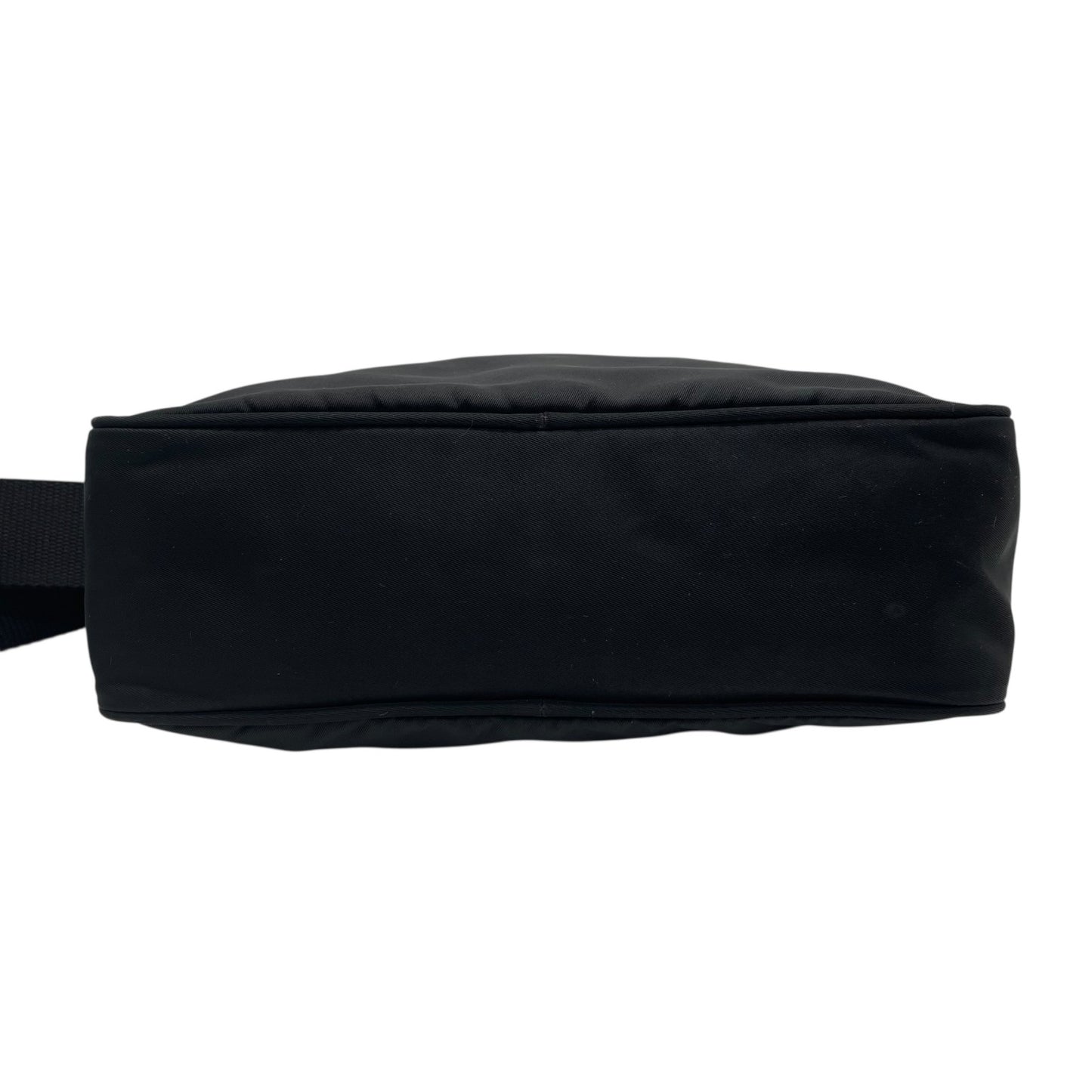 Authentic PRADA Shoulder Bag Triangle Logo Nylon Leather Black Silver Hardware BT0166