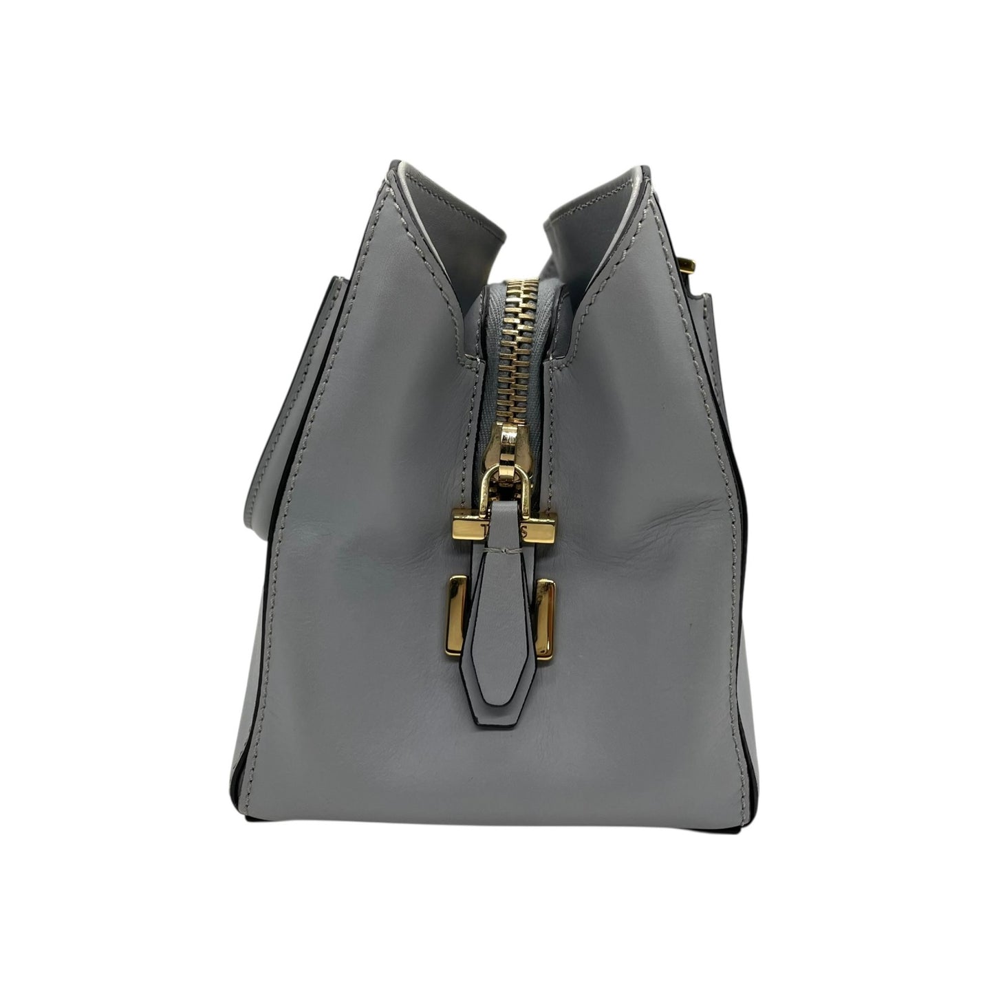 極美品 トッズ TOD'S Dキューブ スモール Dバッグ 2WAY ハンドバッグ ショルダーバッグ ミニボストン 肩掛け 斜め掛け グレーブルー 青 グレー 本革 レザー レディース A