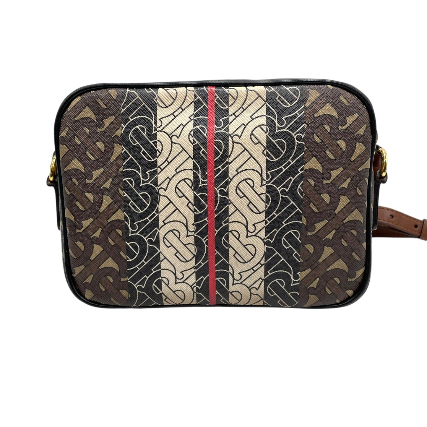 Authentic BURBERRY Monogram Stripe PVC Leather Shoulder Bag Brown Multi