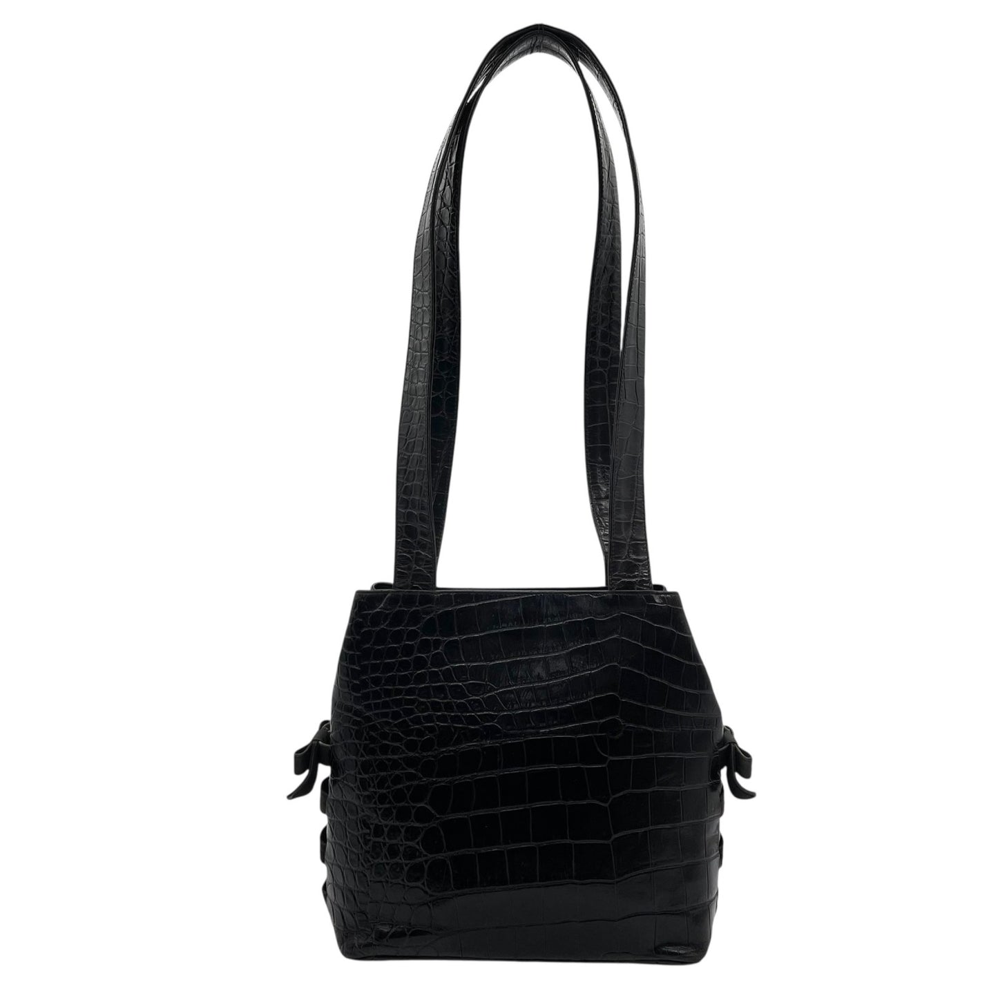 Authentic VERSACE Medusa Embossed Leather Tote Handbag Black Gold