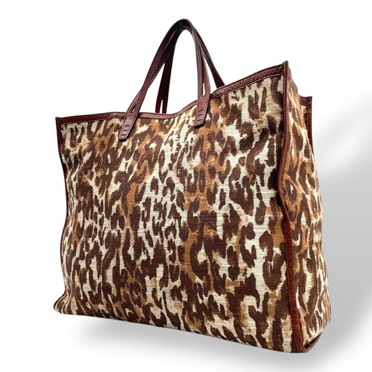 大人気 A VACATION アヴァケーション TANK トートバッグ レオパード A4収納 大容量 ブラウン ハンドバッグ レディース キャンバス×レザー E5