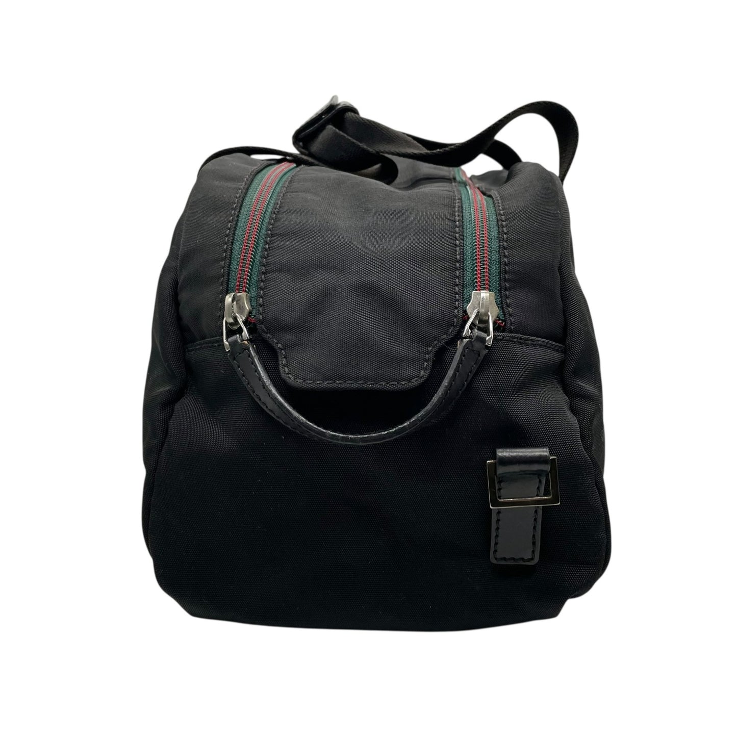 極美品 GUCCI グッチ ボストンバッグ 2WAY ハンドバッグ ブラック 黒 ナイロン 肩掛け 斜め掛け クロスボディ シルバー金具 メンズ レディース ユニセックス トラベルバッグ 大容量 Z4