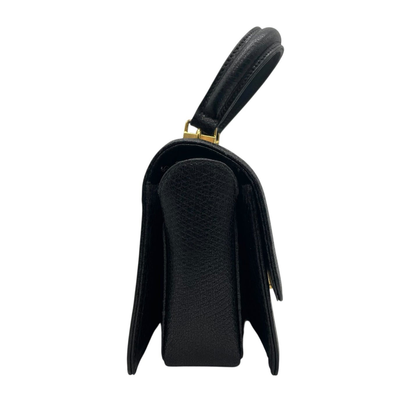 FENDI フェンディ ハンドバッグ 2way ショルダーバッグ 黒 ブラック レザー ゴールド金具 FF ロゴ ヴィンテージ 本革 トップハンドル Fendi Handbag Shoulder Bag Vintage D