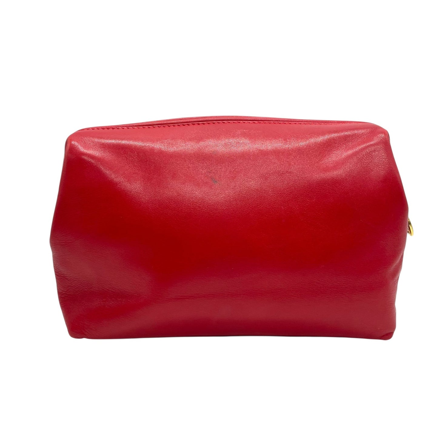 美品 CELINE セリーヌ オールドセリーヌ ポーチ メイクポーチ 化粧ポーチ クラッチバッグ 赤 レッド レザー ゴールド金具 ロゴ ヴィンテージ レディース ヴィンテージ K6