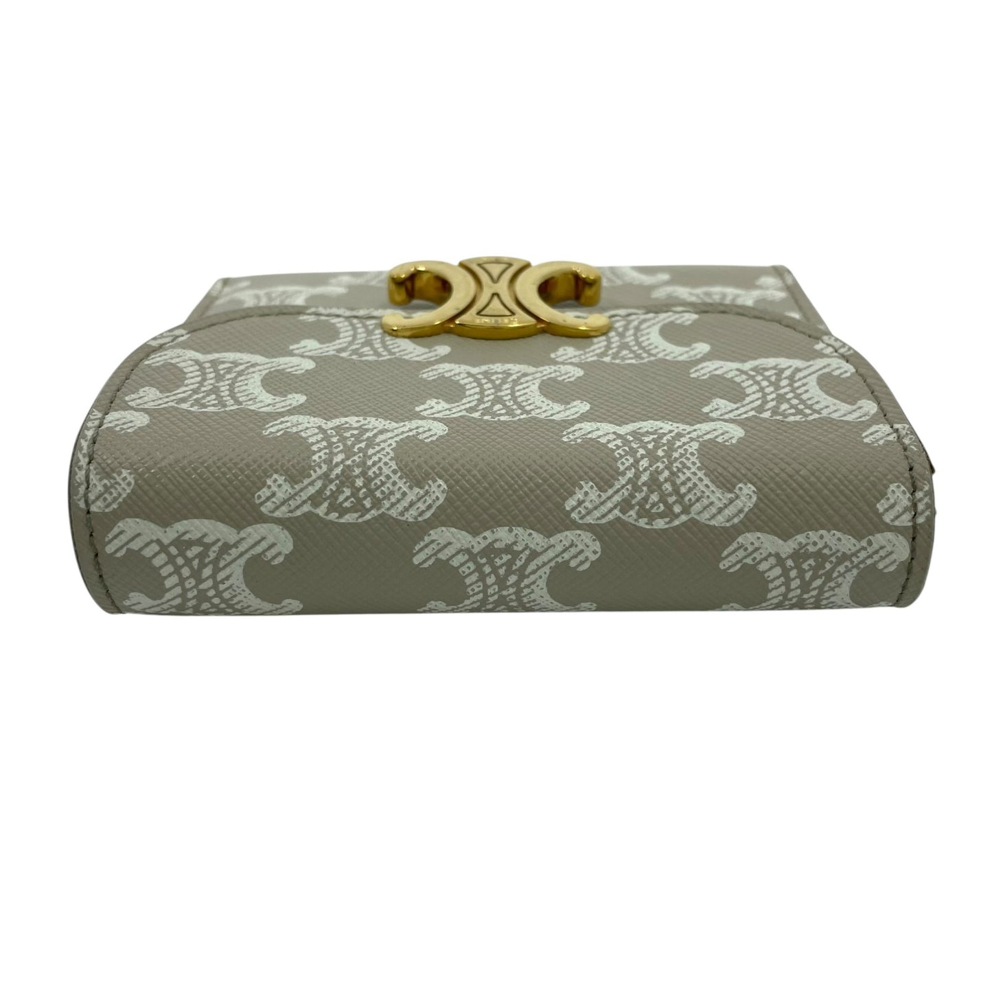 CELINE セリーヌ 三つ折り財布 トリオンフキャンバス PVC スモール コンパクトウォレット ベージュ ホワイト 10D78 レディース メンズ ユニセックス M5