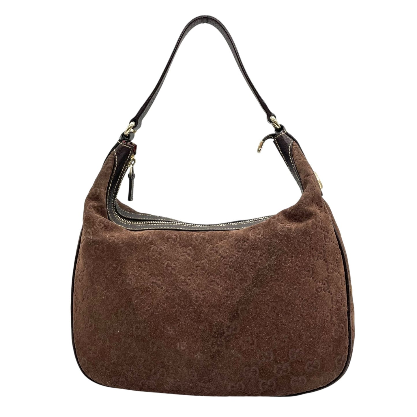 希少 GUCCI グッチ ワンショルダー ショルダーバッグ GG柄 スエード×レザー ブラウン 茶色 エンボス Y2K 153010 肩掛け B3