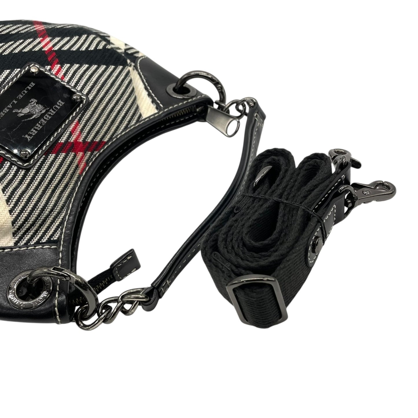 バーバリーブルーレーベル BURBERRY BLUE LABEL チェック柄 ワンショルダー ショルダーバッグ ハンドバッグ 2WAY ブラック 黒 キャンバス×レザー C4