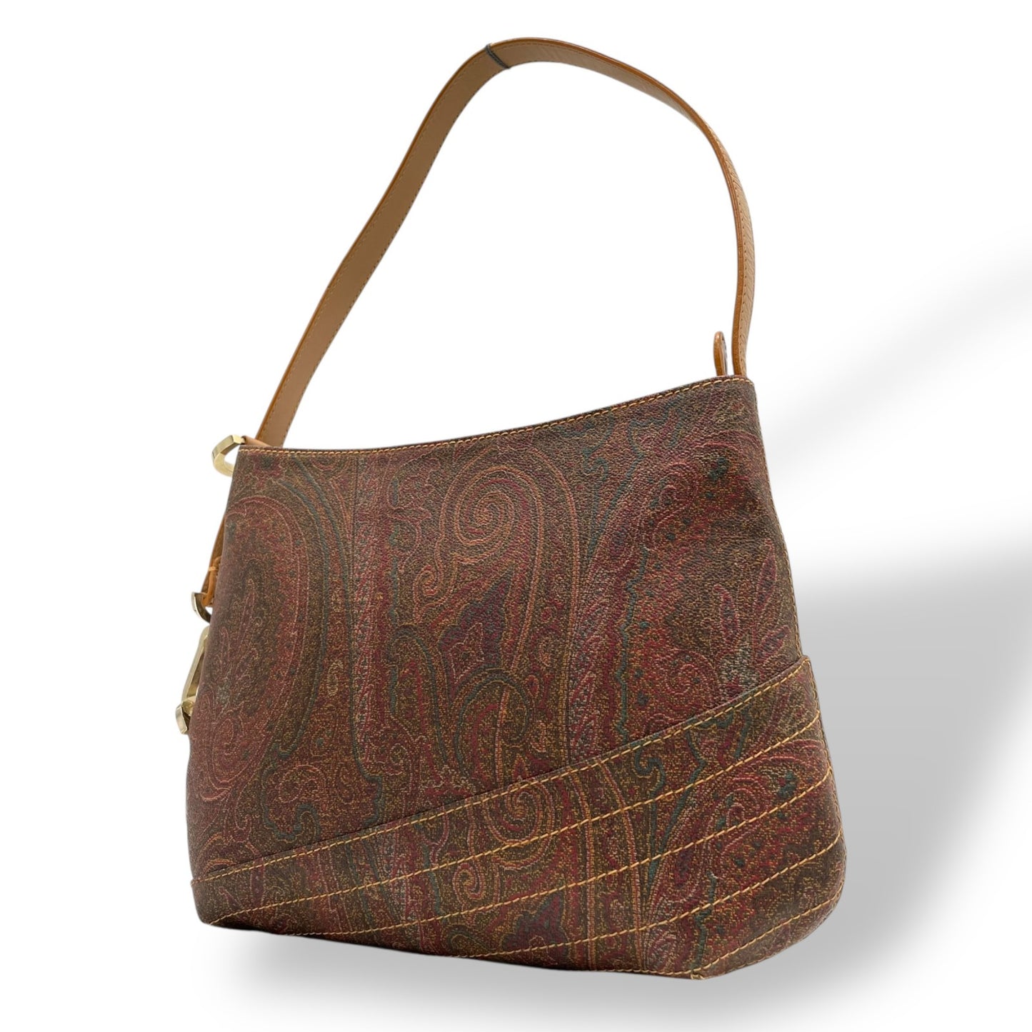 美品 エトロ ETRO ペイズリー柄 ショルダーバッグ ワンショルダー レザー ブラウン 茶色 ヴィンテージ バッグ レディース K6