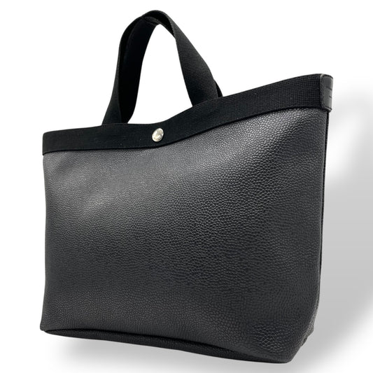 美品 エルベシャプリエ Herve Chapelier トートバッグ GPライン ブラック 黒 コーテッドキャンバス レザー調 シンプル 上品 バッグ レディース A