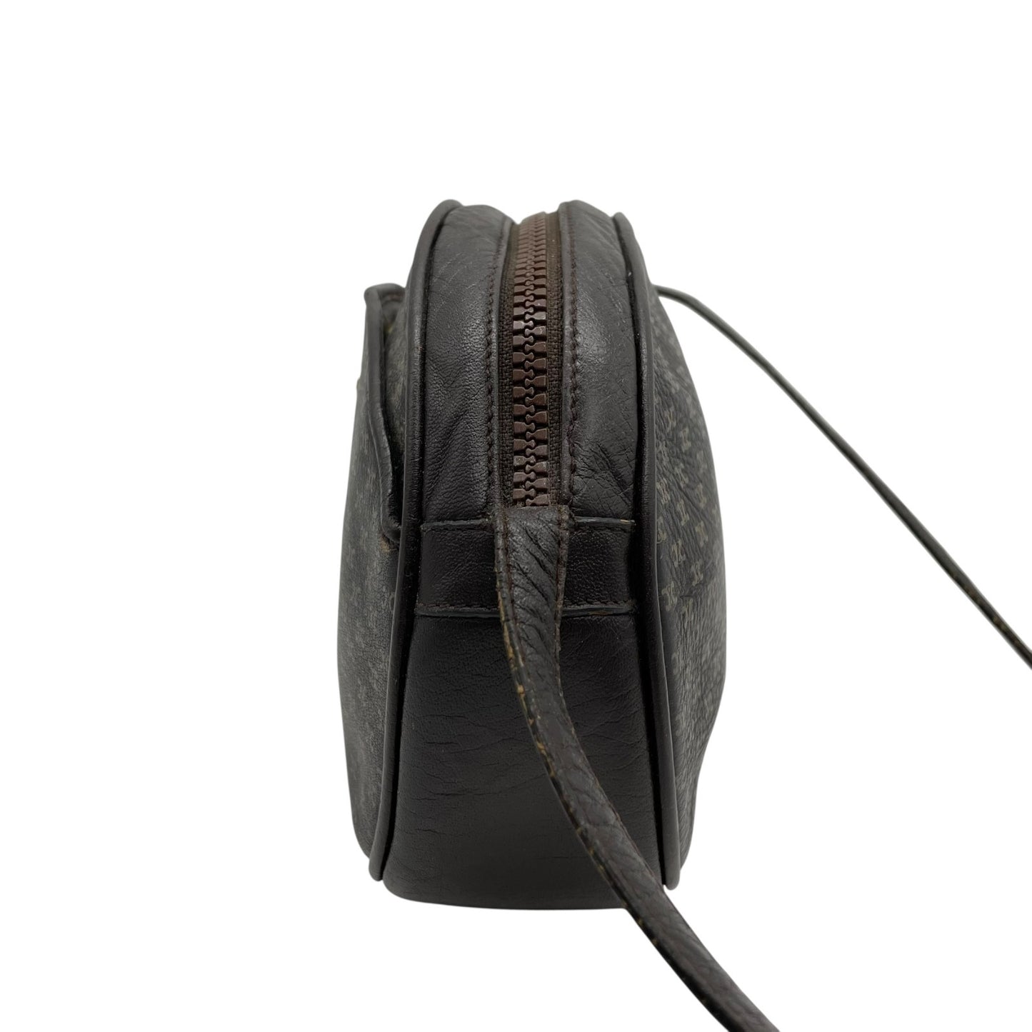 CELINE オールドセリーヌ マカダム柄 トリオンフ ショルダーバッグ 茶 ブラウン レザー ゴールド金具 斜め掛け可 ミニバッグ ポシェット レディース ヴィンテージ B1