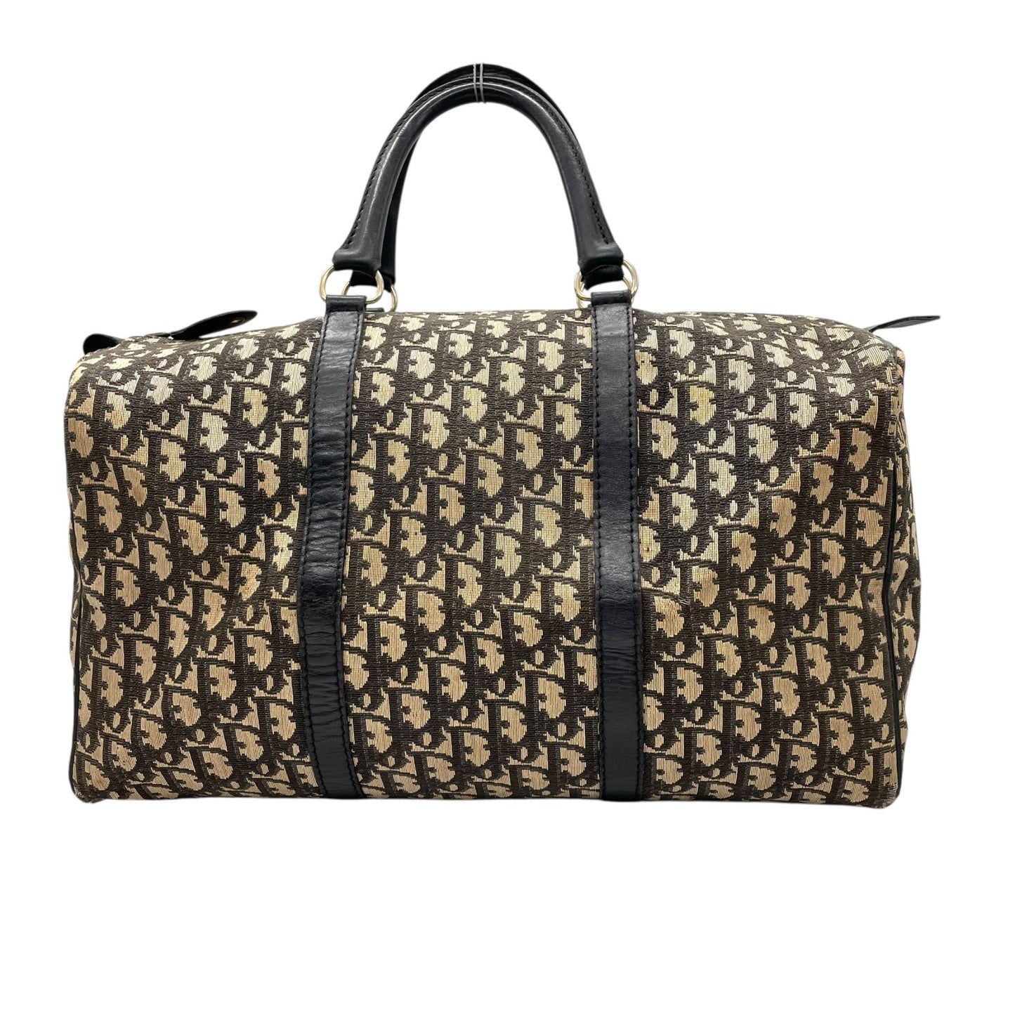 Christian Dior クリスチャンディオール Dior トロッター ボストンバッグ 旅行バッグ キャンバス×レザー ロゴ総柄 大容量 ヴィンテージ ハンドバッグ ネイビー C8