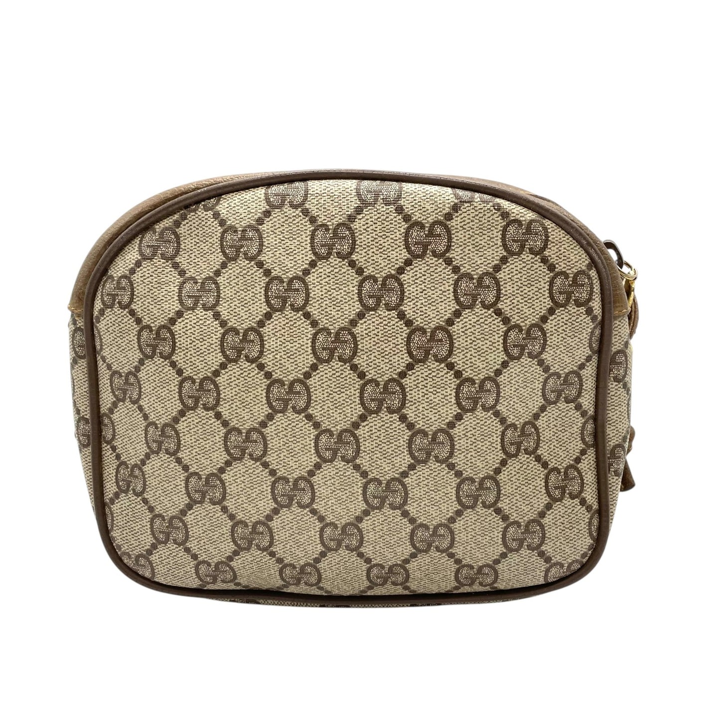 GUCCI グッチ GGスプリーム ショルダーバッグ 茶 ブラウン PVC レザー ゴールド金具 クロスボディ 斜め掛け可 オールドグッチ ヴィンテージ GG柄 レディース Z3