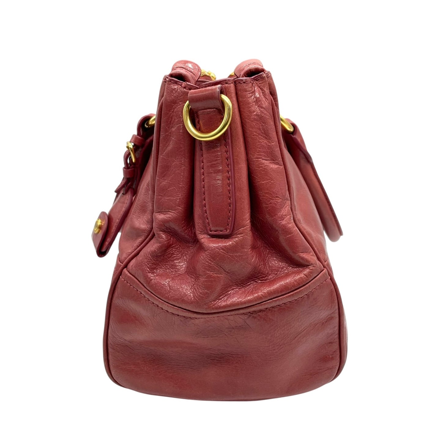 ミュウミュウ MIU MIU レザー ハンドバッグ トートバッグ ピンク ヴィッテロ miu miu VITELLO SHINE 2way Red Tote Bag K5