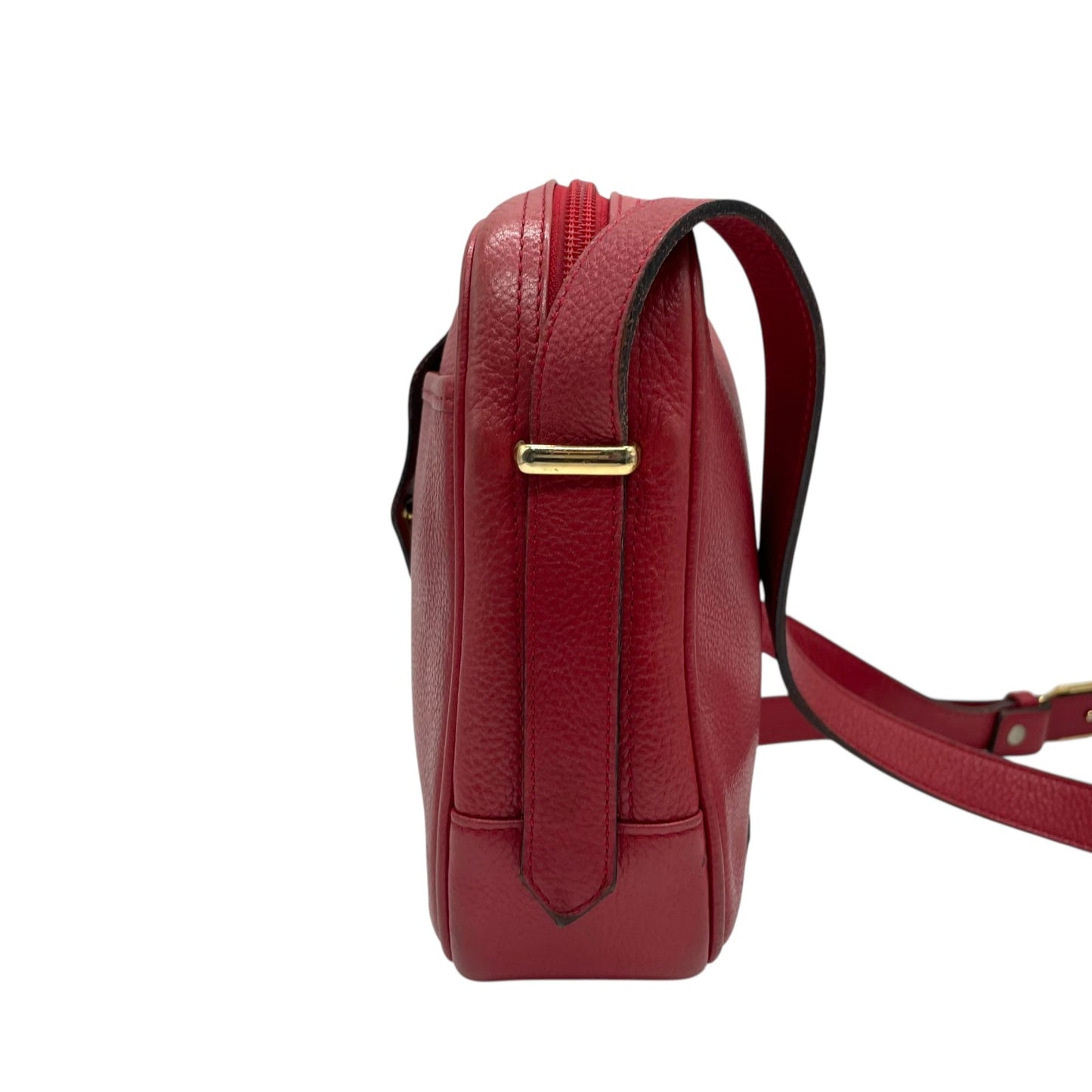 イヴサンローラン Yves Saint Laurent YSL ヴィンテージ ショルダーバッグ 赤 レッド レザー ゴールドロゴ 金金具 コンパクト A1