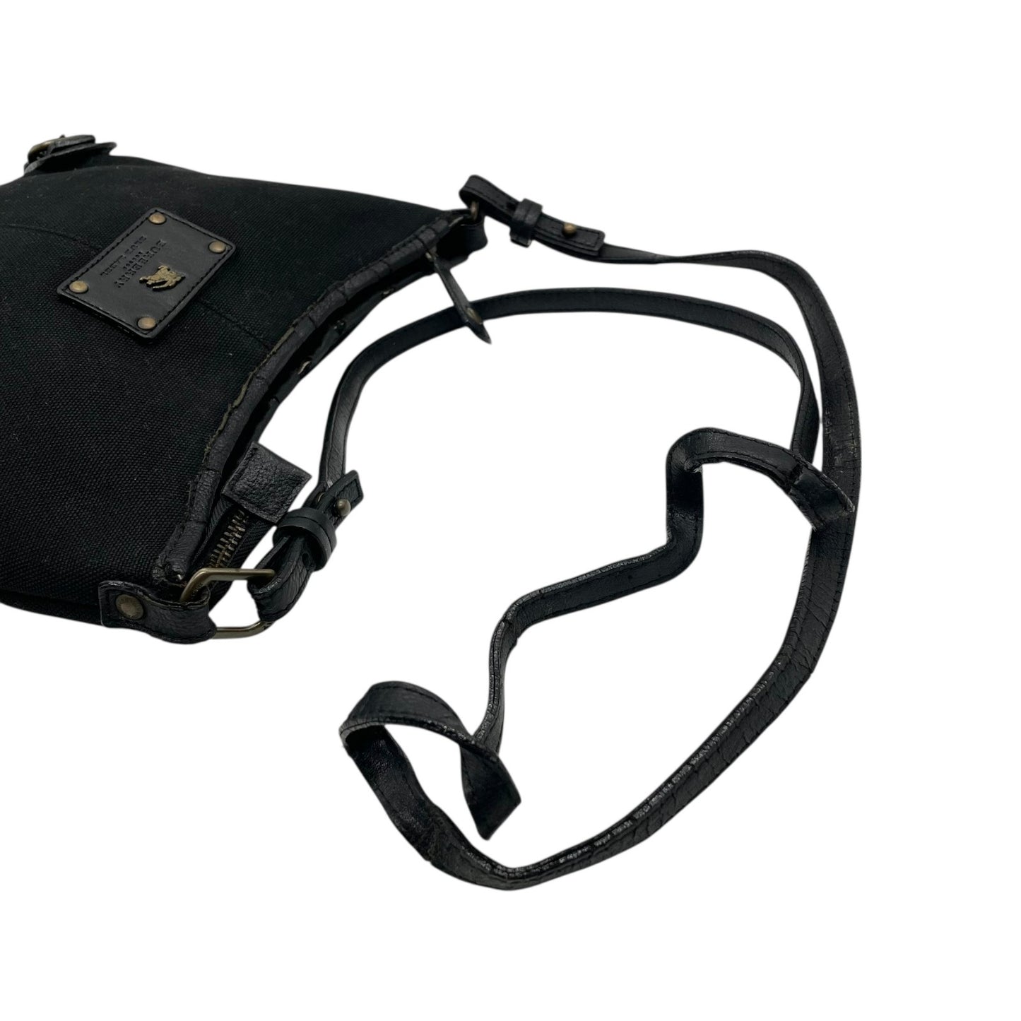 BURBERRY BLUE LABEL バーバリーブルーレーベル ショルダーバッグ クロスボディ 斜め掛け ロゴプレート ブラック レディース ユニセックス Y2K キャンバス レザー ロゴ おしゃれ 人気 C2