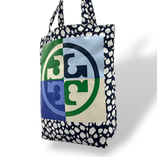 未使用級 美品 Tory Burch トリーバーチ トートバッグ キャンバス ロゴプリント ビッグロゴ ダブルTロゴ マルチカラー U8