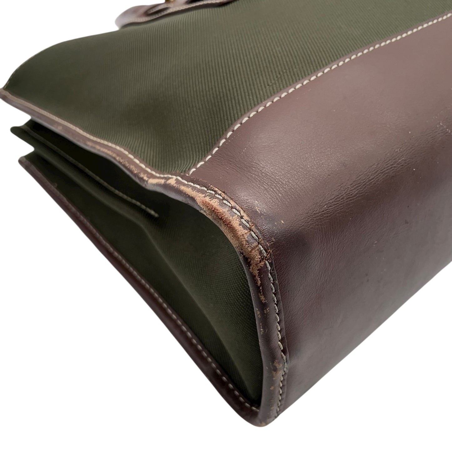 ハンティングワールド HUNTING WORLD トートバッグ ビジネスバッグ キャンバス×レザー グリーン×ブラウン 緑 茶色 メンズ S14