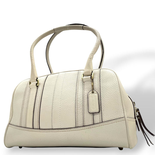 コーチ COACH ハンドバッグ レザー 白 ホワイト系 チャーム タグ付き フリンジ レディース T3