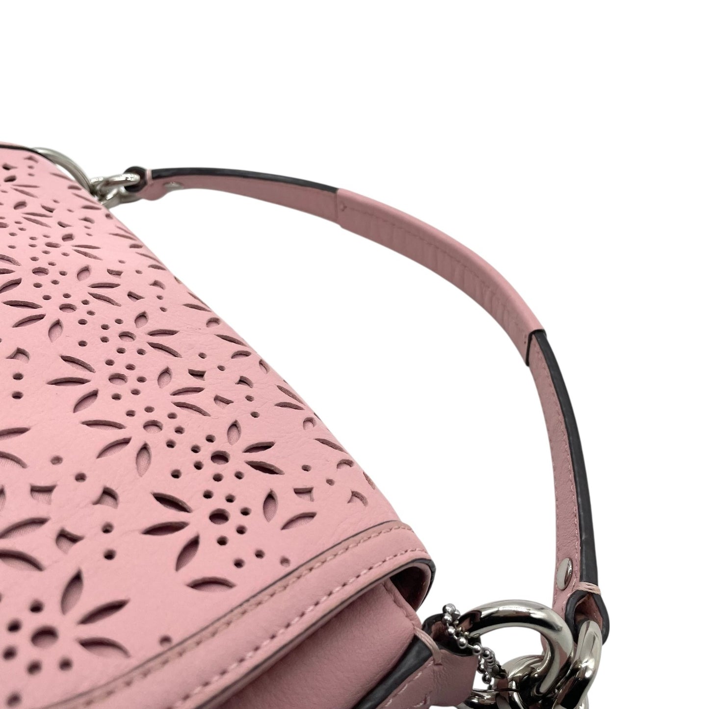 コーチ COACH フラワーカットワーク レザー ワンショルダー ショルダーバッグ ピンク 2WAY シルバー金具 S50