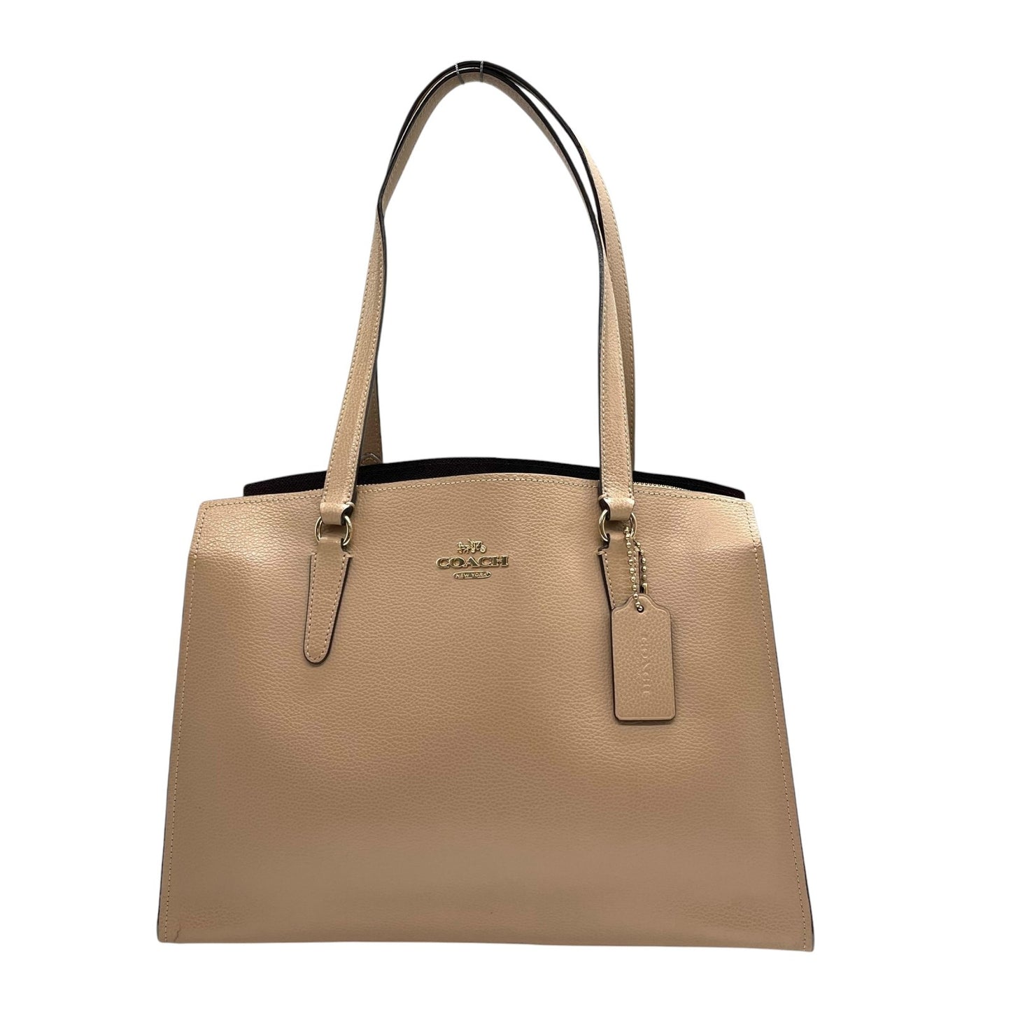 美品 コーチ COACH トートバッグ ハンドバッグ ペブルドレザー C4076 ベージュ A4収納可 金金具 ゴールド金具 ビジネスバッグ 2