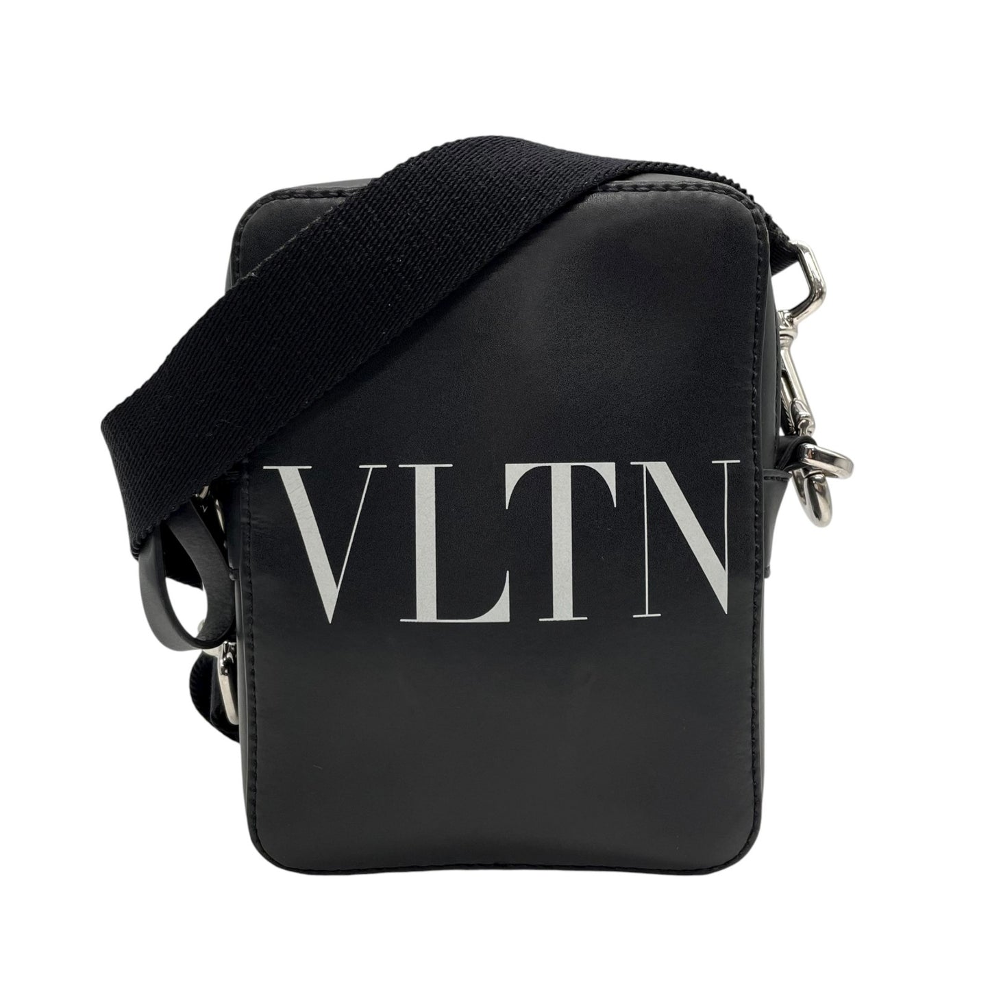 美品 ヴァレンティノ VALENTINO VLTN レザー ショルダーバッグ クロスボディ 黒 ブラック ロゴ メンズ レディース K9