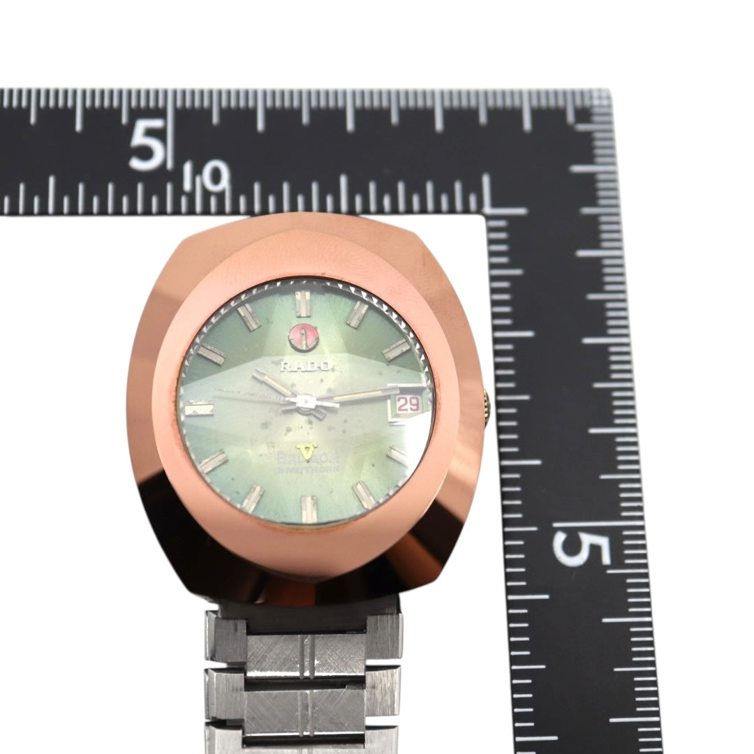 美品　ラドー　バルボア　腕時計　緑文字盤　カットガラス　ヴィンテージ　BREITHORN　ラウンド　自動巻　RADO　BALBOA　ブライトホルン　超硬ケース　アナログ　メンズ G4