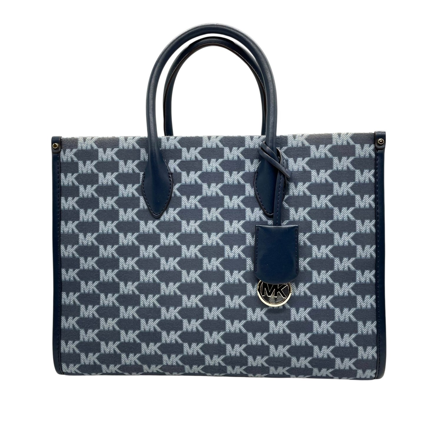 マイケルコース MICHAEL KORS トートバッグ MKロゴ 紺 ネイビー ジャカード 金金具 ゴールド金具 A4収納可 ハンドバッグ A2