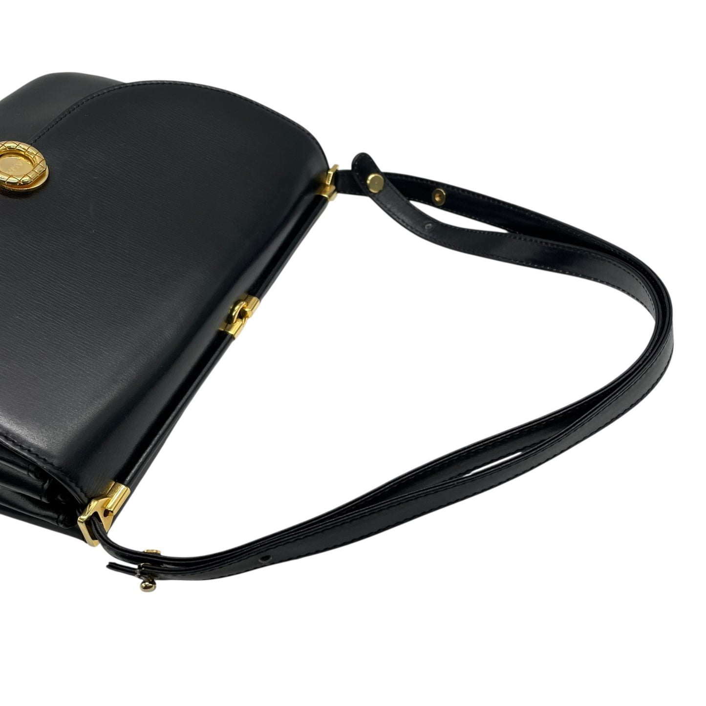 バリー BALLY ショルダーバッグ ヴィンテージ レザー 黒 ブラック 金金具 ゴールド金具 3層 フラップ 高級感 C3