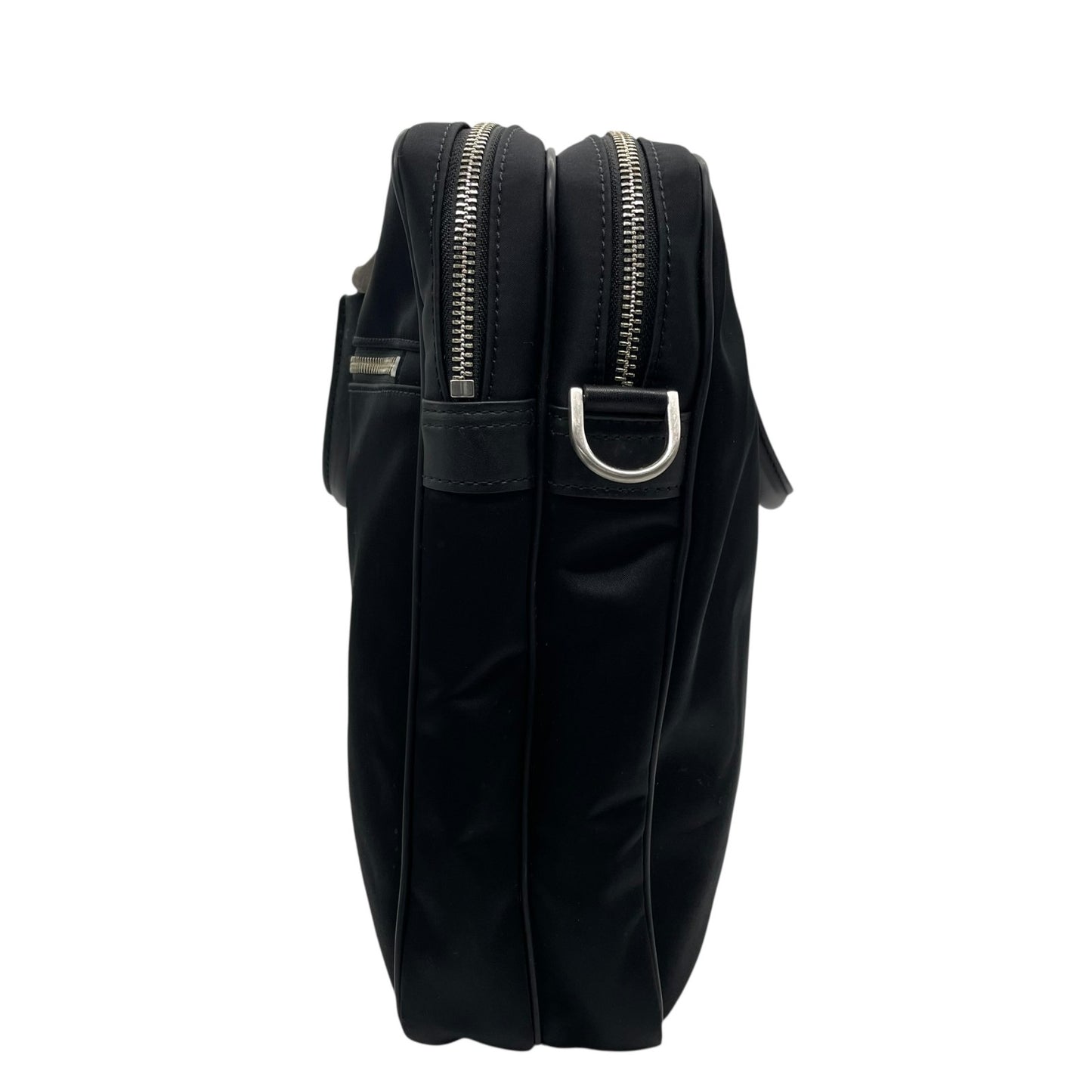 バーバリー BURBERRY ビジネスバッグ ブリーフケース ナイロン×レザー 黒 ブラック シルバー金具 2WAY メンズ E