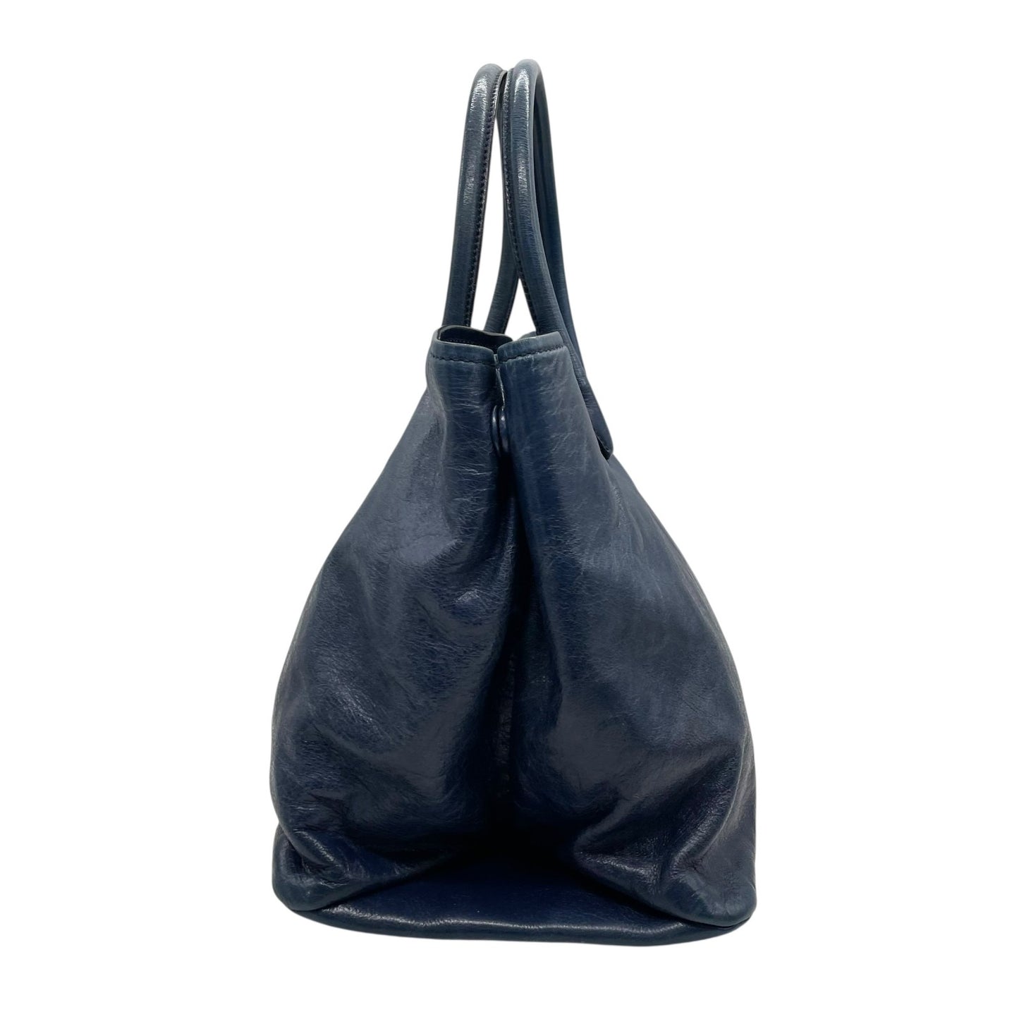 ミュウミュウ miumiu トートバッグ ショルダーバッグ ネイビー 紺 2way レザー 手提げ 斜め掛け可 シルバー金具 ロゴ レディース K10 archive 002 Y2K