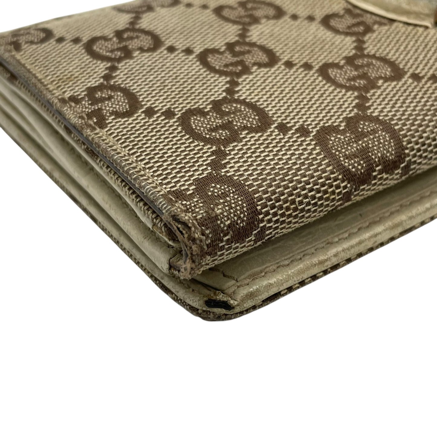 グッチ GUCCI 長財布 GGキャンバス レザー ホースビット ブラウン アイボリー オレンジ GG柄 ゴールド金具 メンズ レディース M1