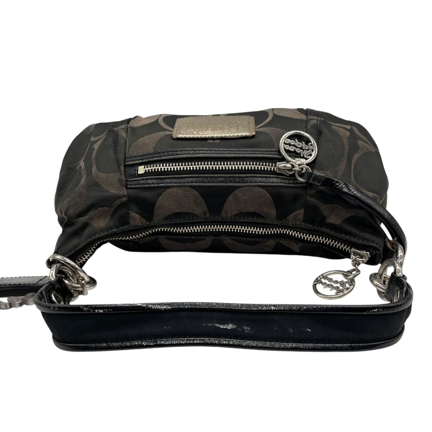 コーチ COACH 2WAY ハンドバッグ ショルダーバッグ ポピー シグネチャー 黒 ブラック キャンバス シルバー金具 手提げ 肩掛け可 斜め掛け可 ロゴ レディース U5