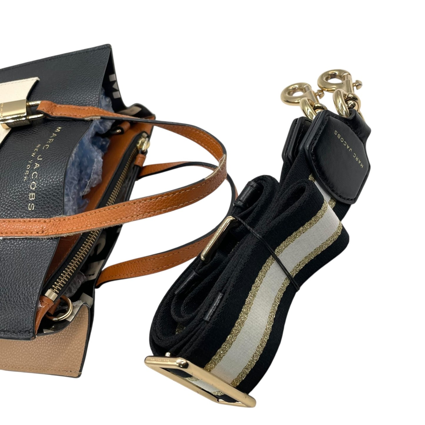 マークジェイコブス MARC JACOBS THE MINI GRIND BAG 2WAY ハンドバッグ ショルダーバッグ 黒 ブラック 白 アイボリー ベージュ レザー ゴールド金具 手提げ 斜め掛け可 ロゴ パドロック グラインド レディース S21