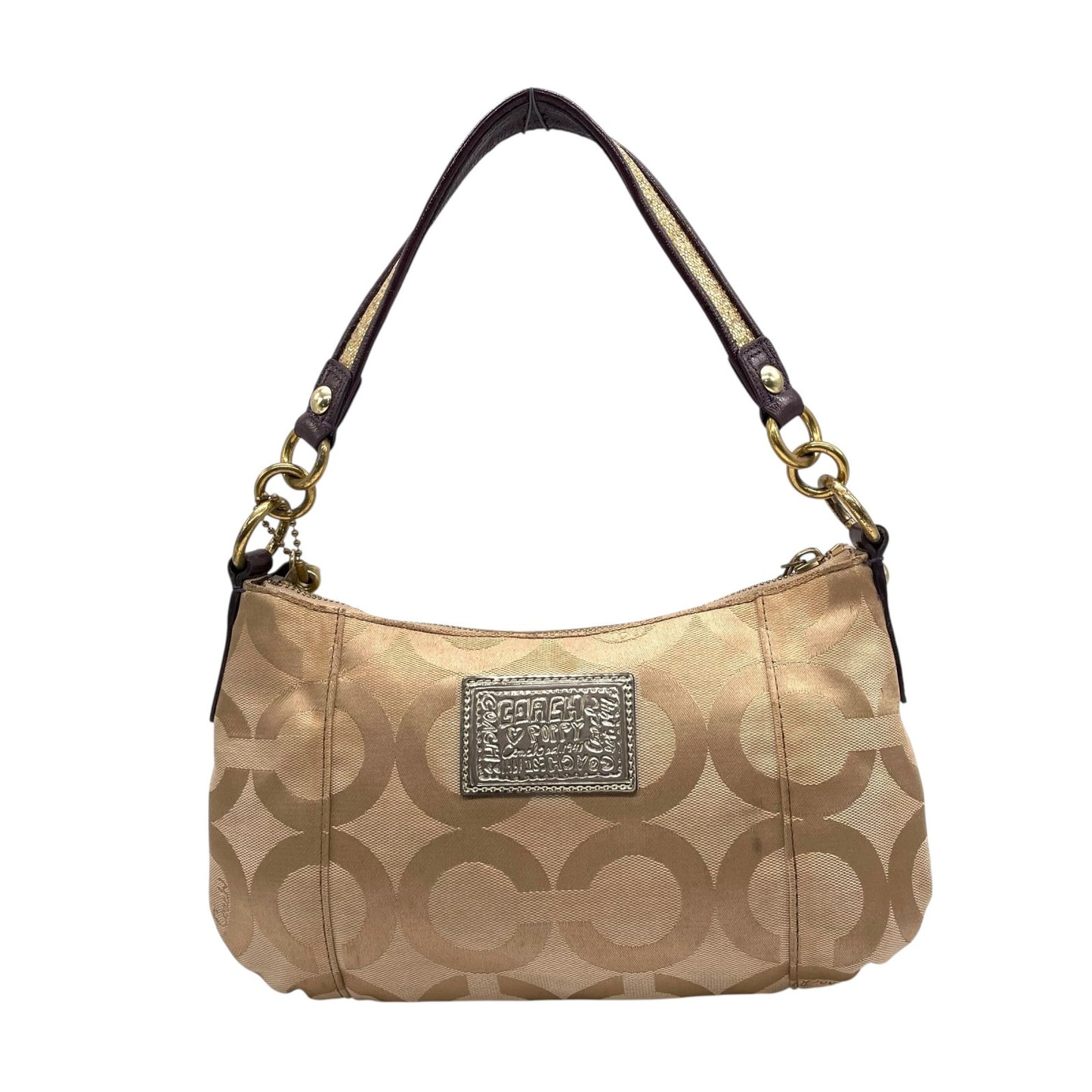 コーチ COACH 2WAY ハンドバッグ ショルダーバッグ ポピー オプアート シグネチャー ベージュ マルチカラー キャンバス ゴールド金具 ロゴチャーム付き 手提げ 斜め掛け可 レディース T1